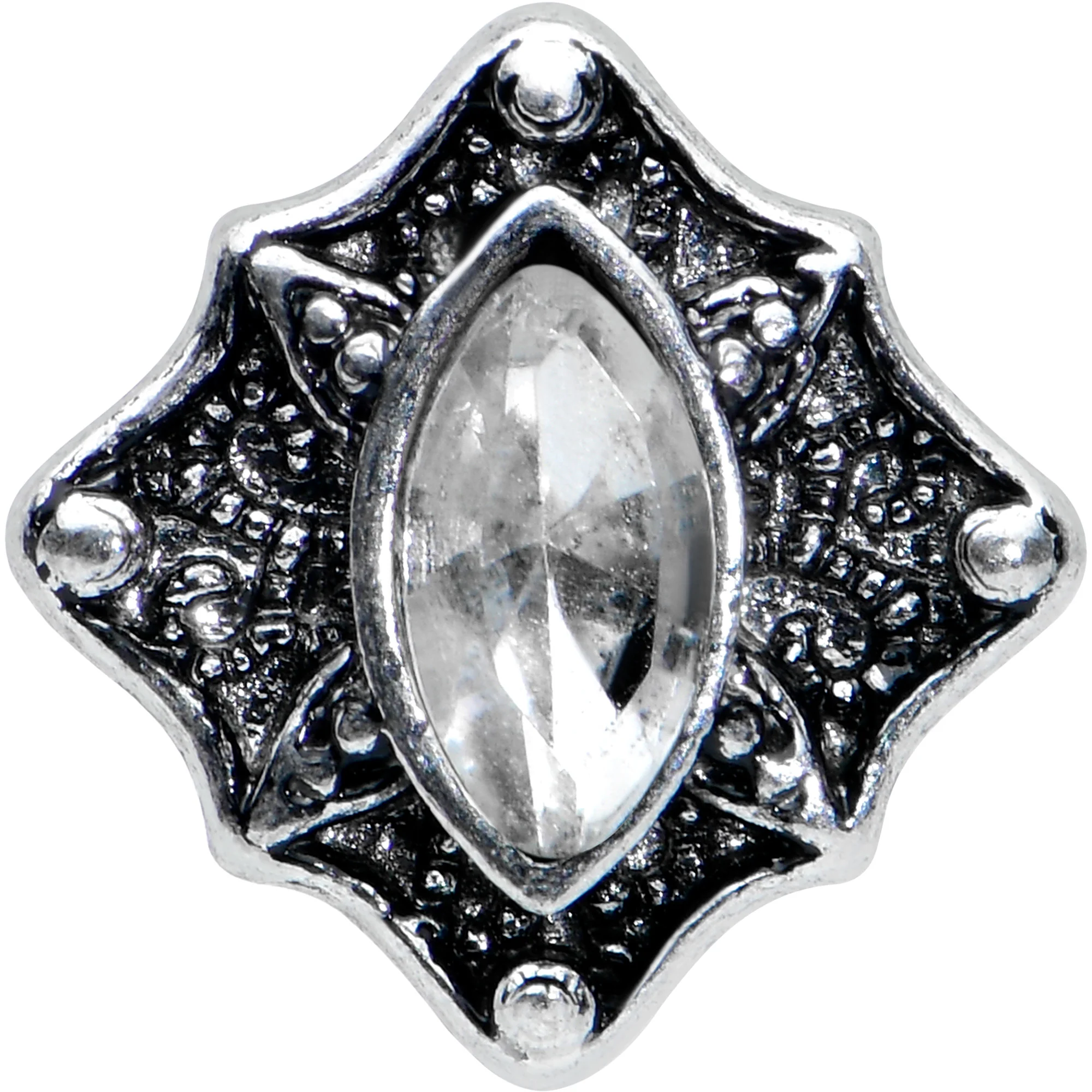 16G 1/4 Clear Gem Rhombus Retro Cartilage Tragus Earring - Image 2