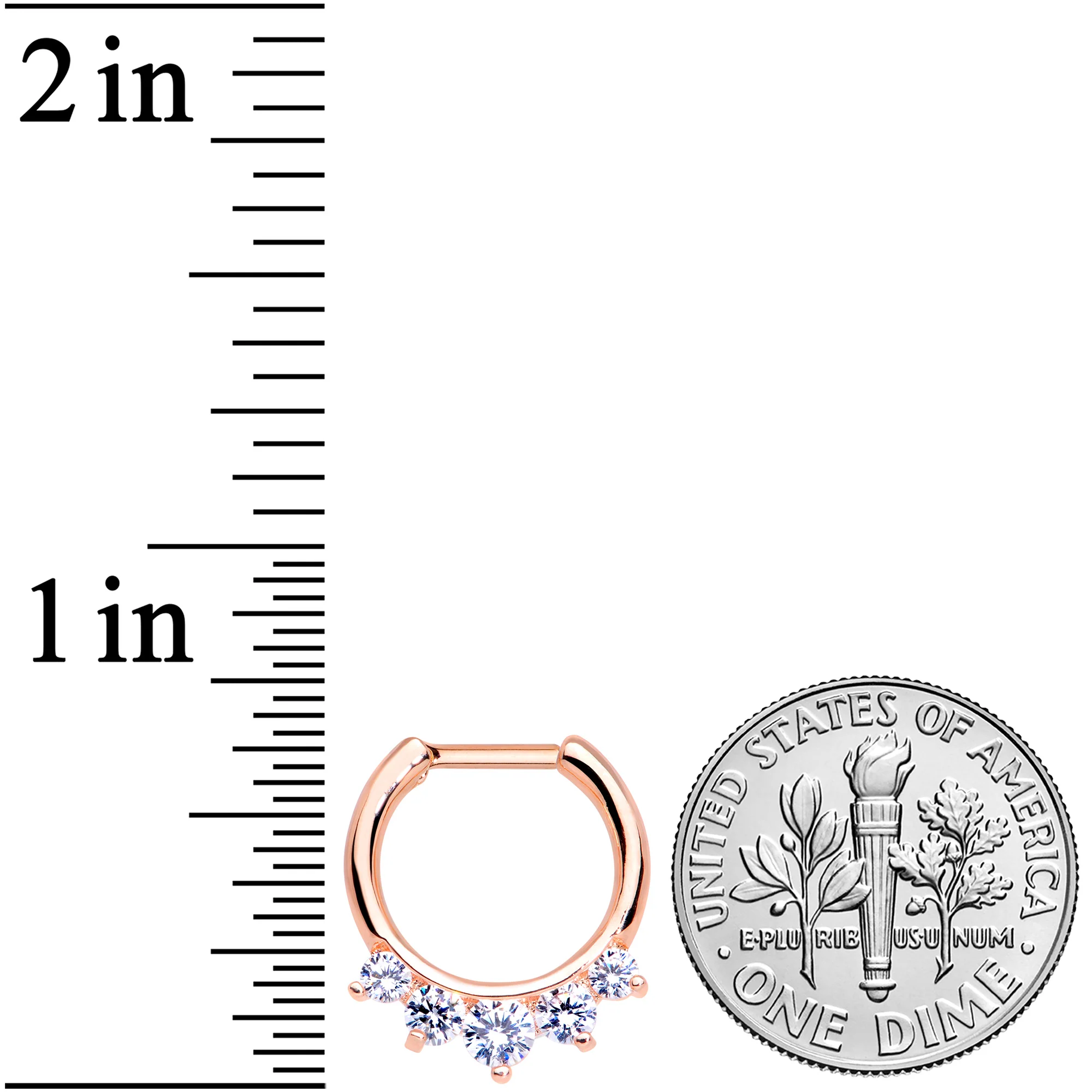 16G 1/4 Clear Gem Rose Gold IP Luxe Cartilage Clicker - Image 5