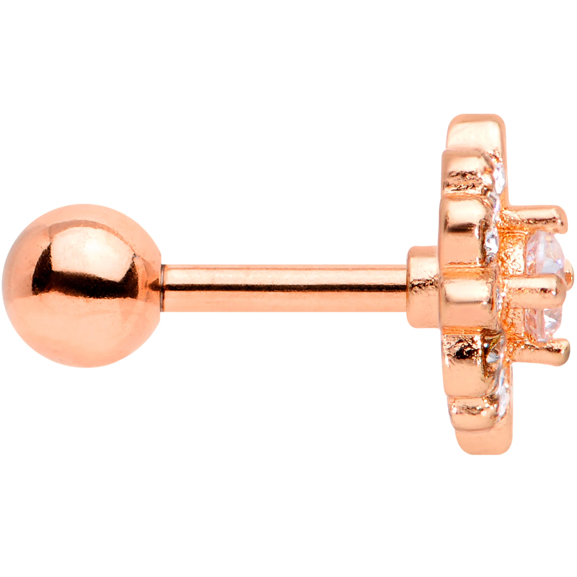 16G 1/4 Clear Gem Rose Gold Tone Celtic Cluster Cartilage Tragus - Image 2