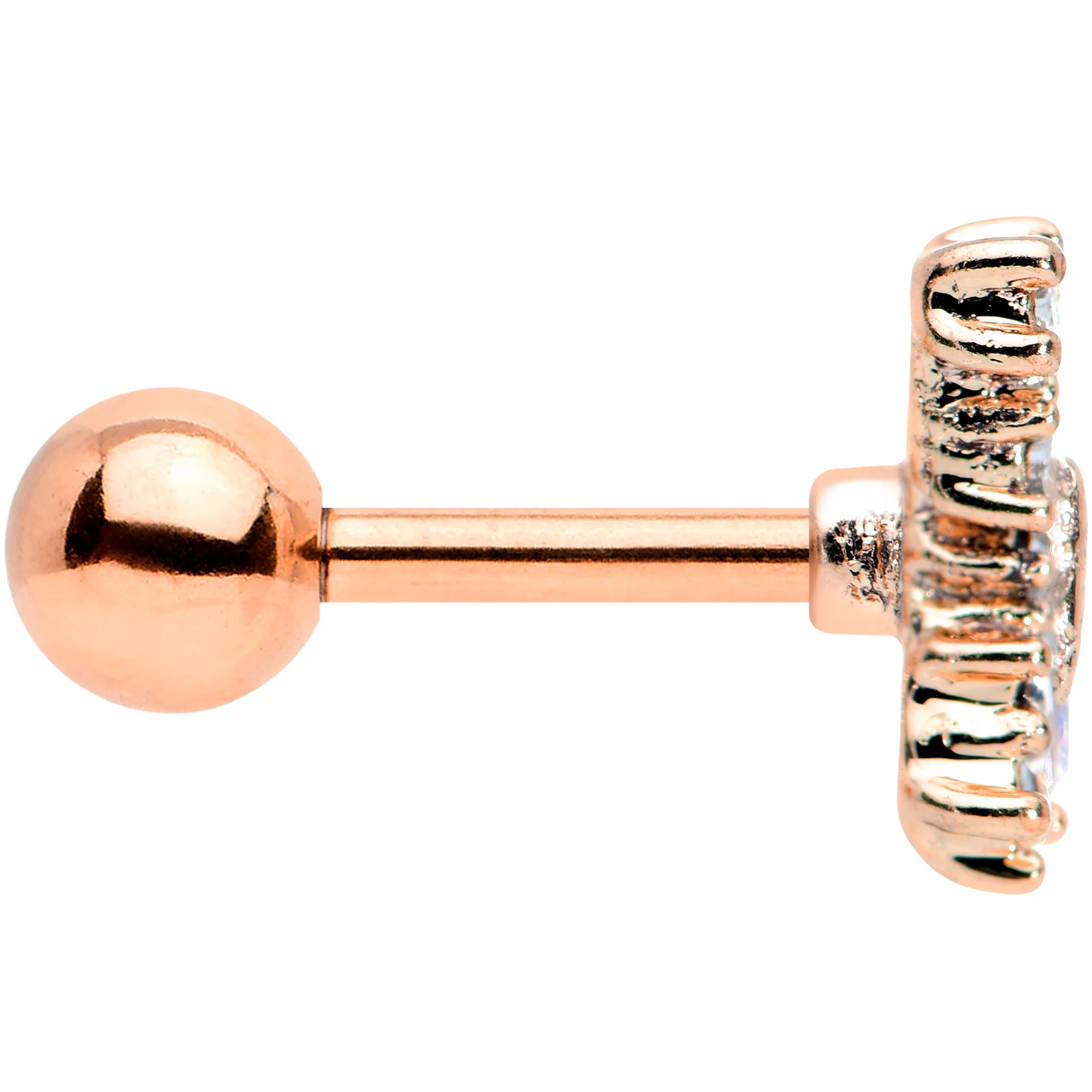 16G 1/4 Clear Gem Rose Gold Tone Glam Butterfly Cartilage Tragus - Image 3