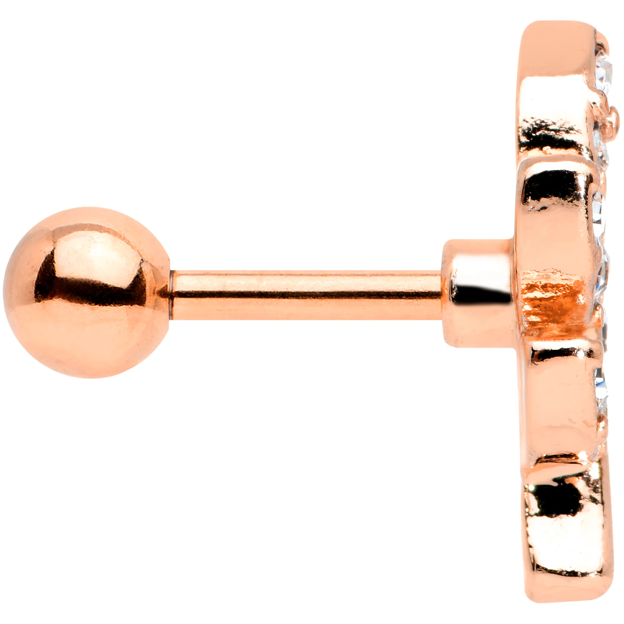 16G 1/4 Clear Gem Rose Gold Tone Lush Leaves Cartilage Tragus - Image 3