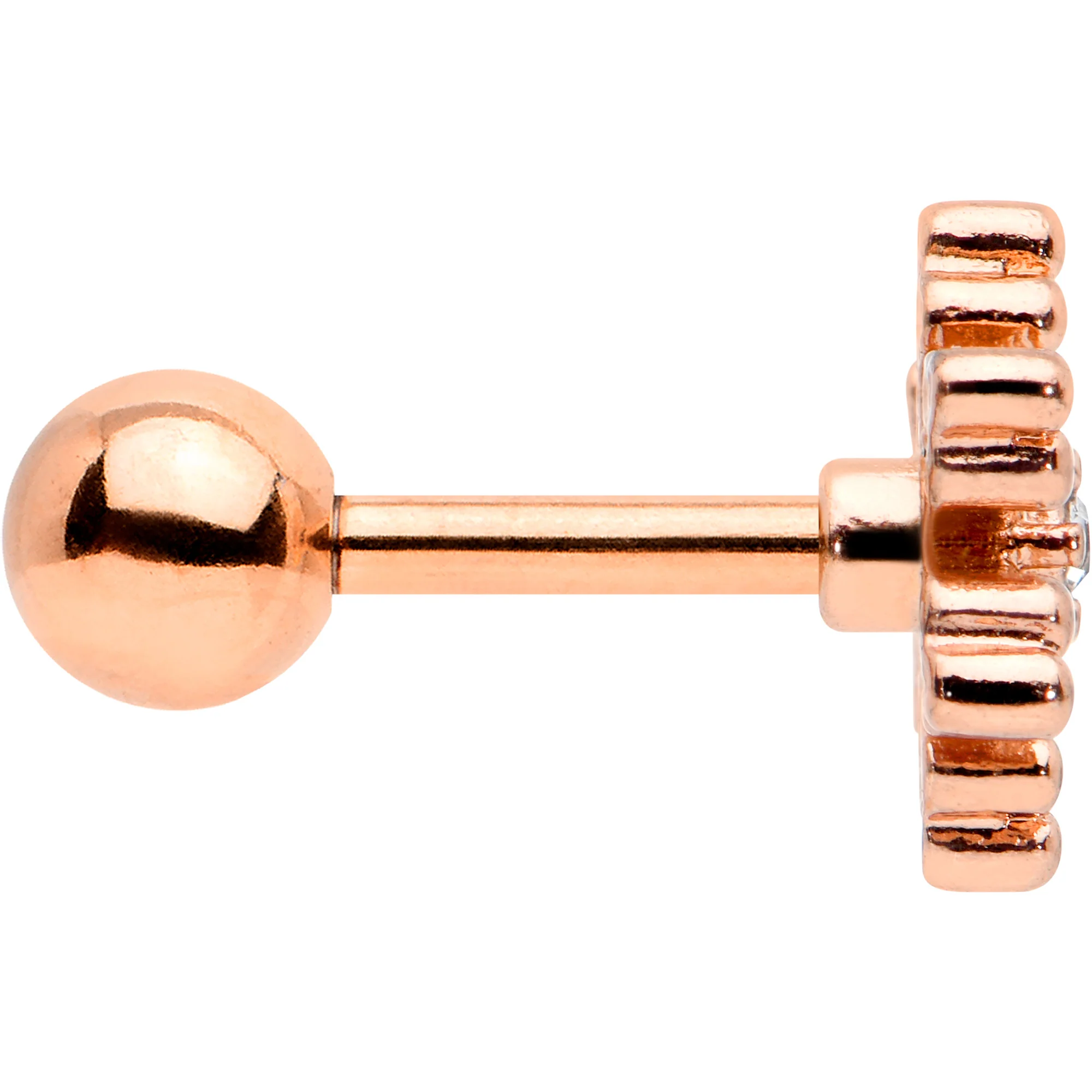 16G 1/4 Clear Gem Rose Gold Tone Pretty Snowflake Cartilage Tragus - Image 3