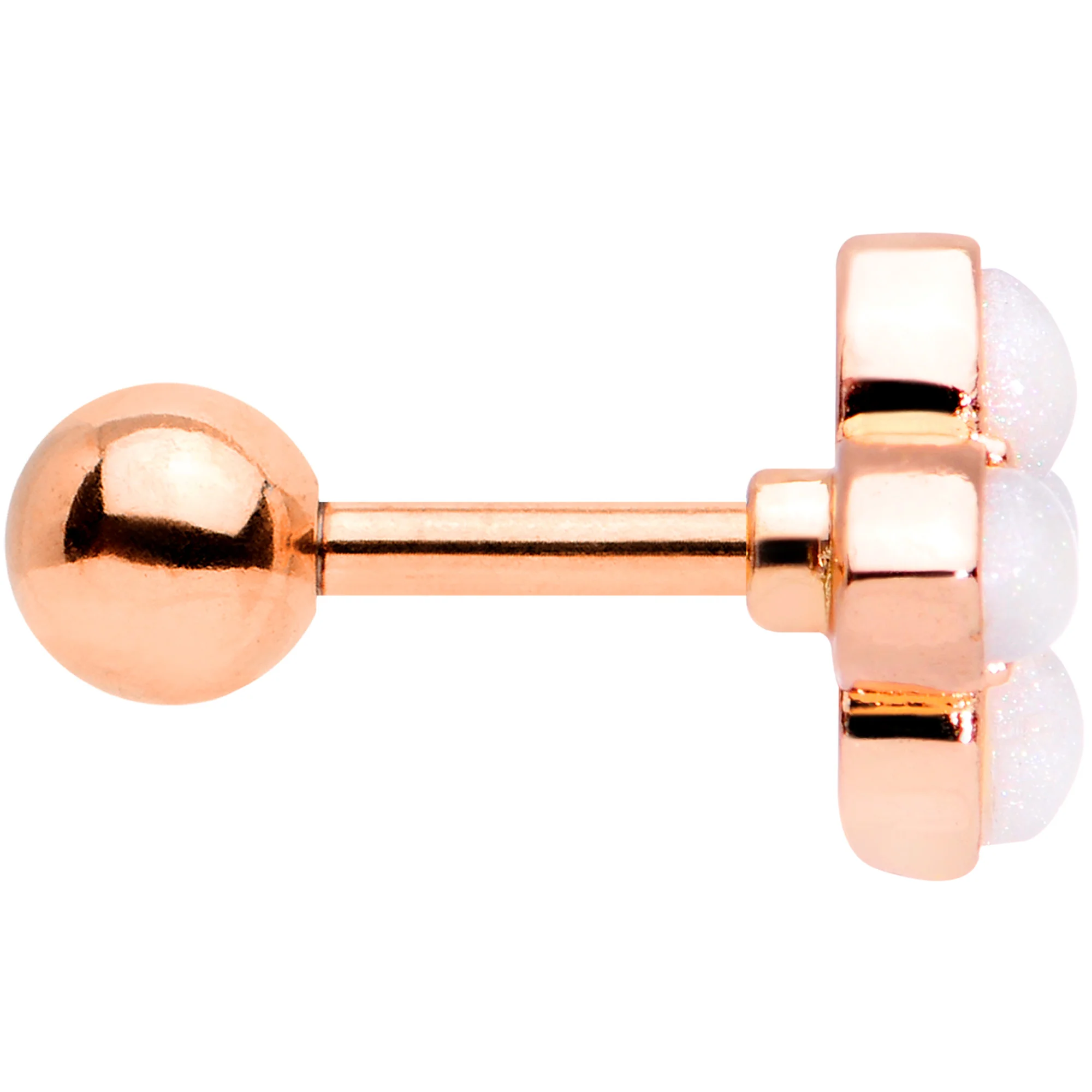 16G 1/4 Clear Gem Rose Gold Tone Renaissance Cartilage Tragus - Image 3