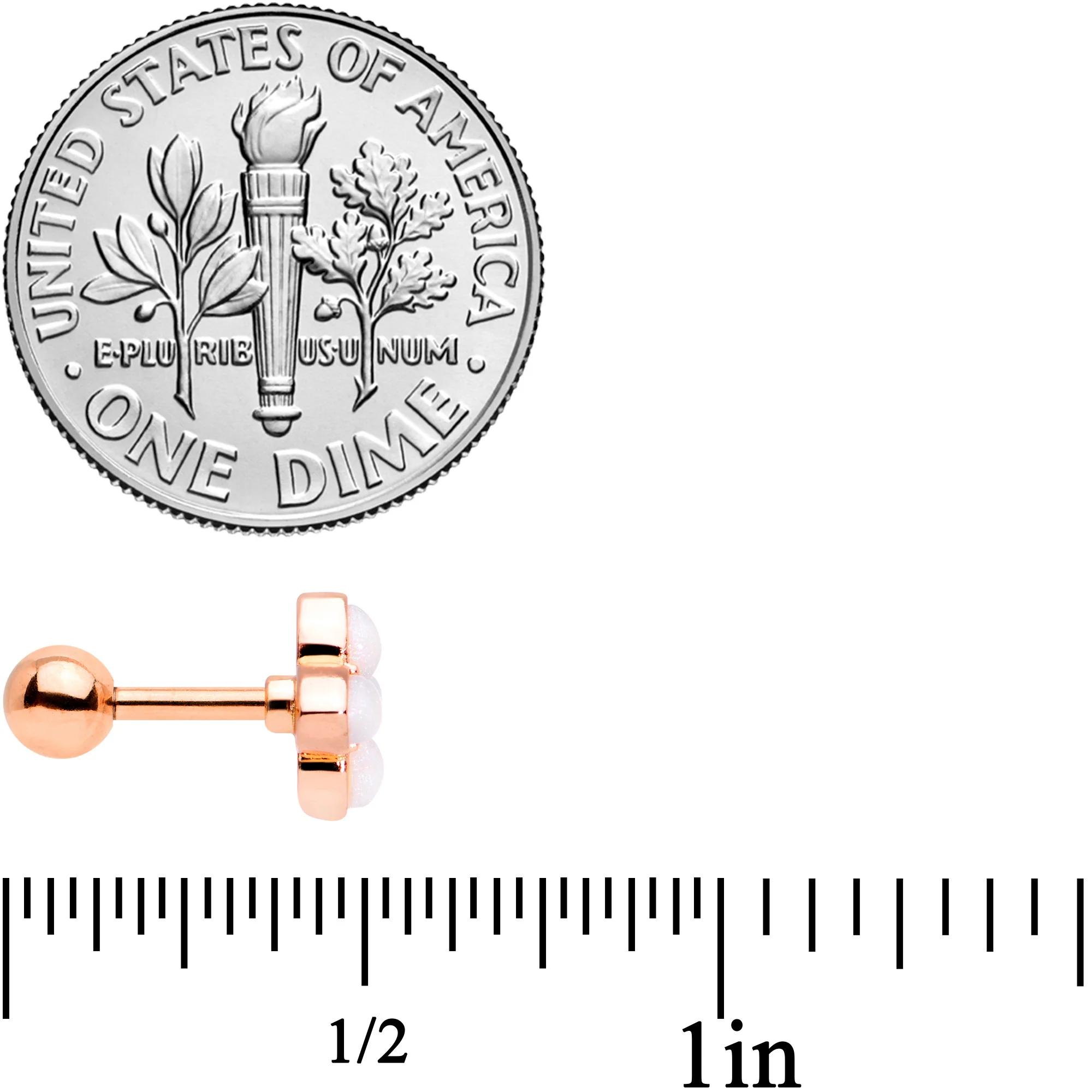 16G 1/4 Clear Gem Rose Gold Tone Renaissance Cartilage Tragus - Image 4