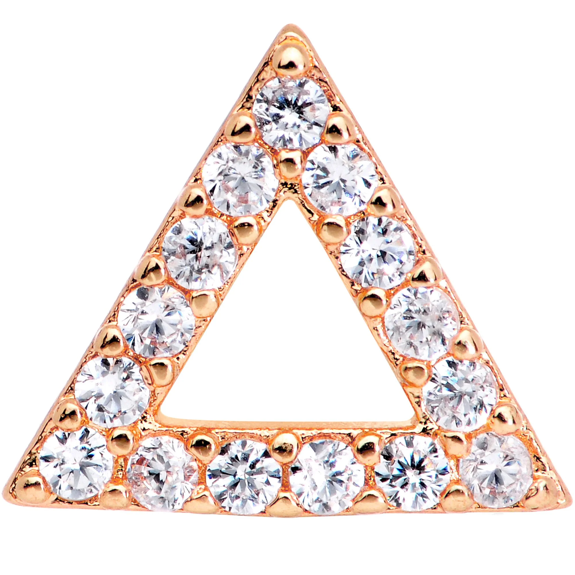 16G 1/4 Clear Gem Rose Gold Tone Triangle Cartilage Tragus - Image 3