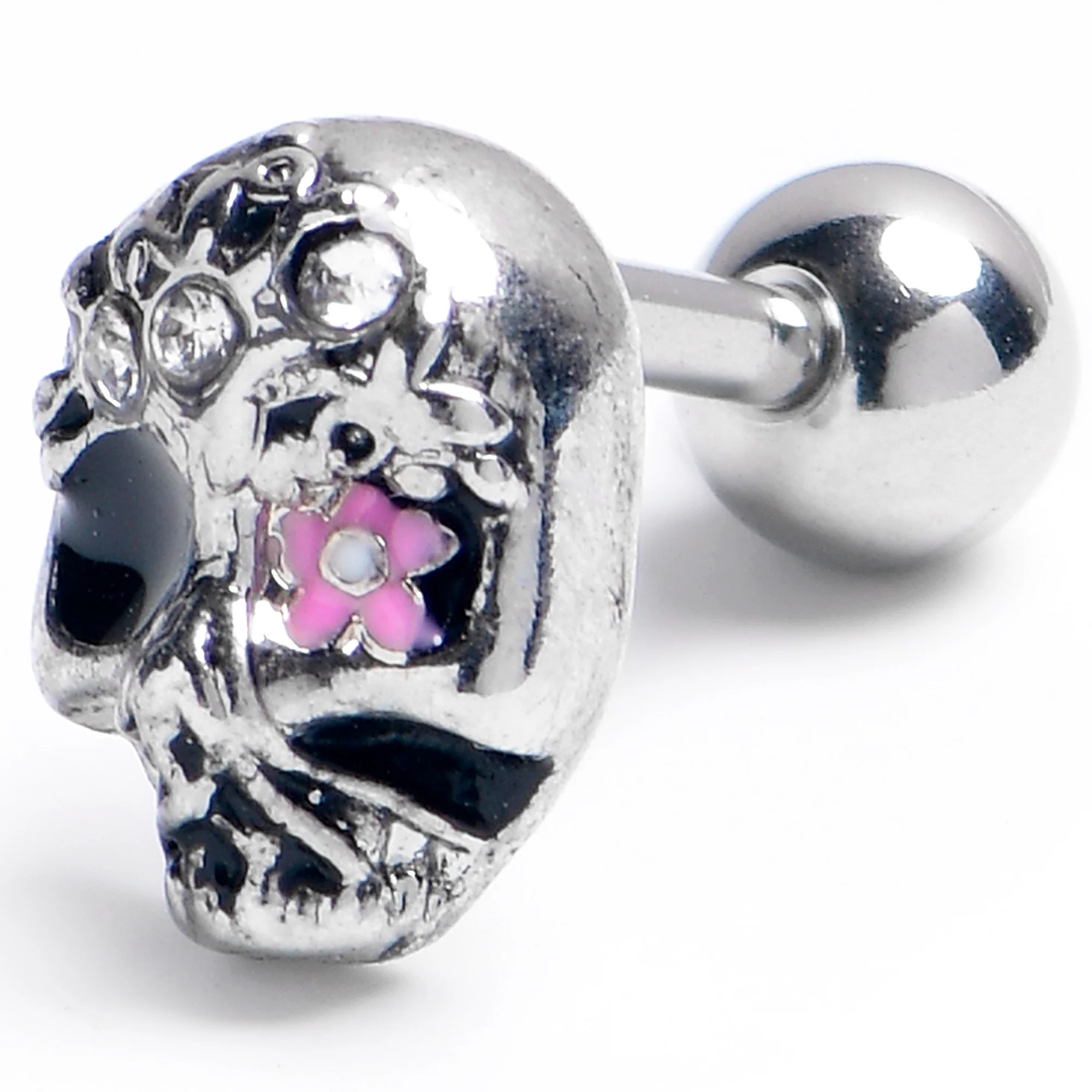 16G 1/4 Clear Gem Stylish Skull Cartilage Tragus Earring