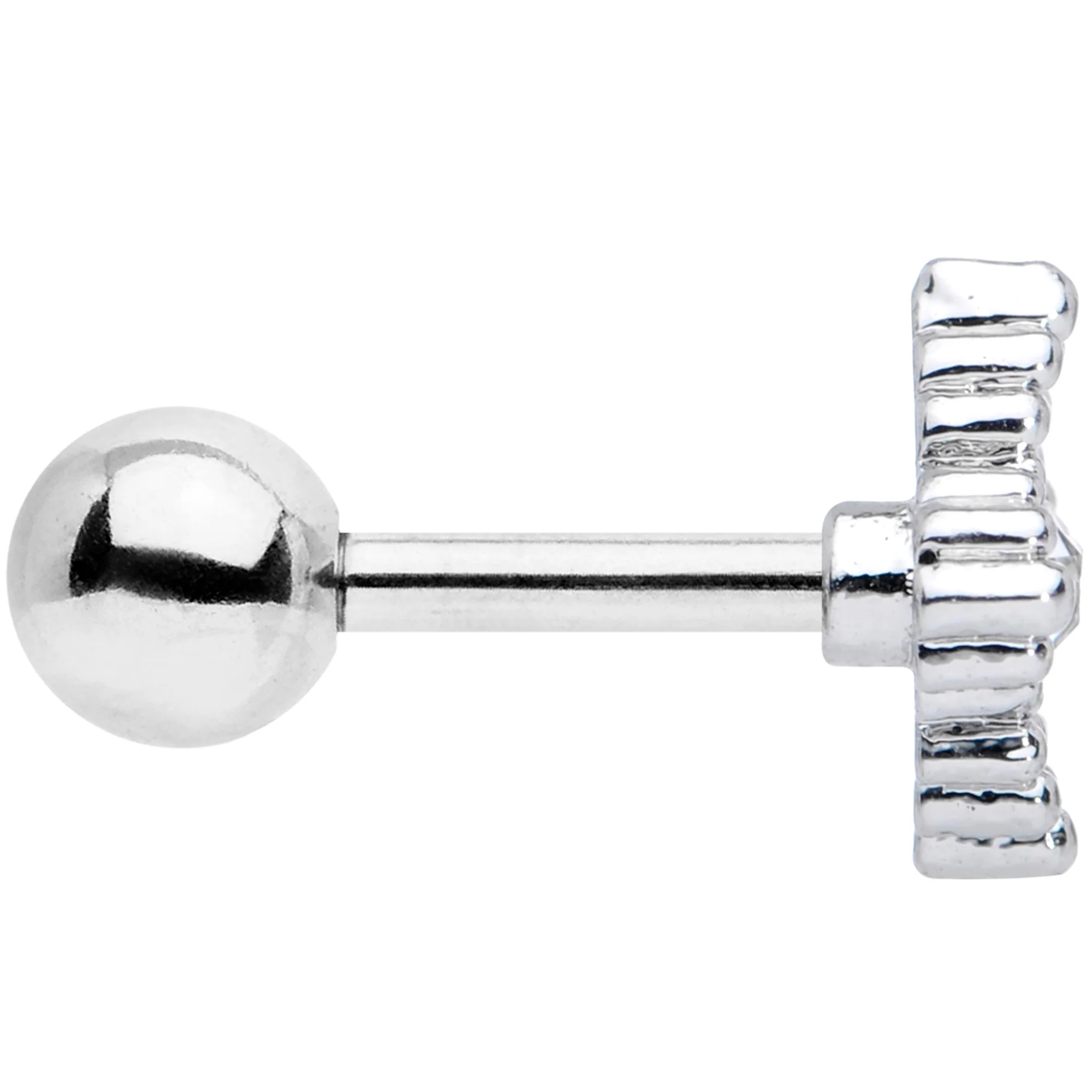 16G 1/4 Clear Gem Textured Cross Cartilage Tragus Earring - Image 3