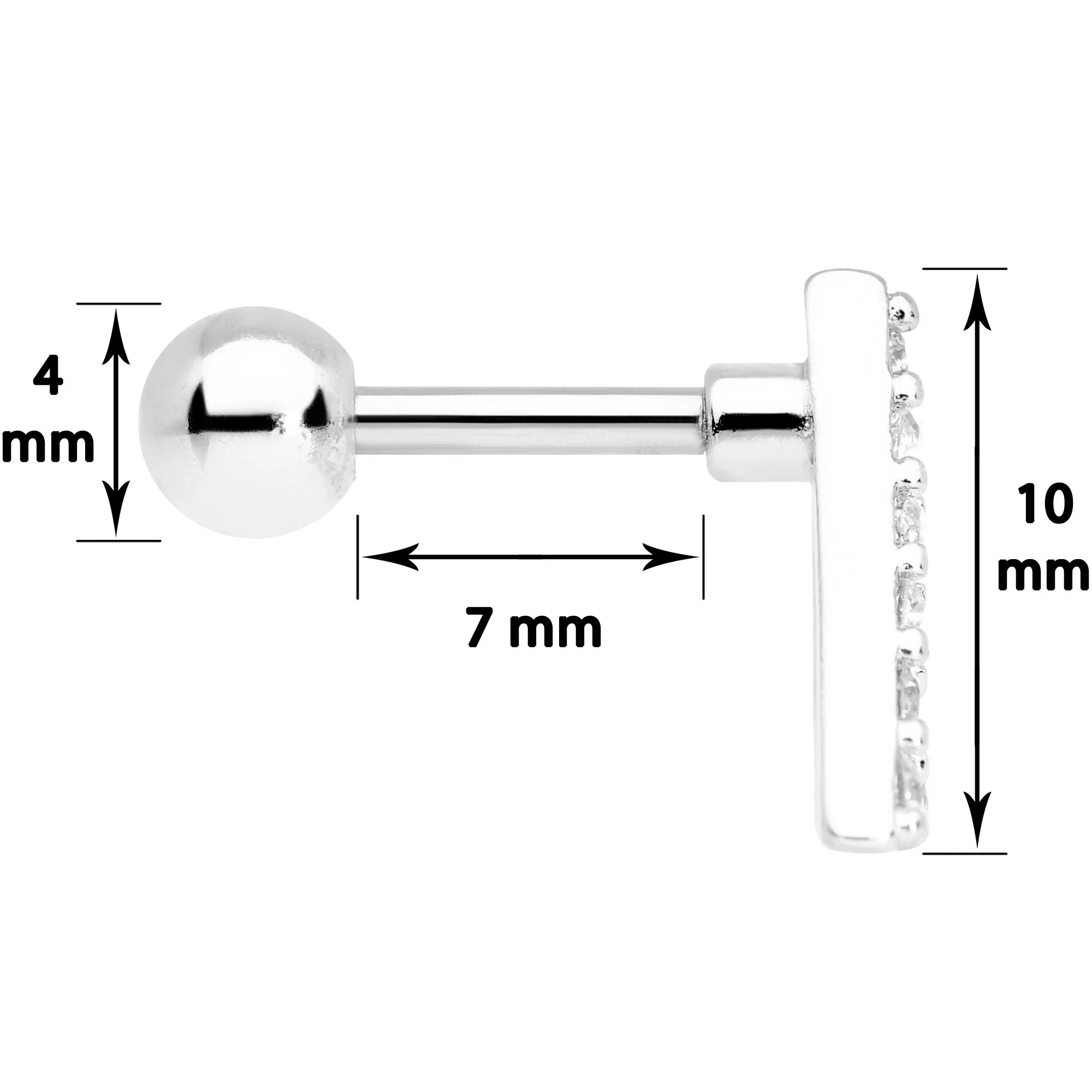 16G 1/4 Clear Gem Triangle Cartilage Tragus - Image 4