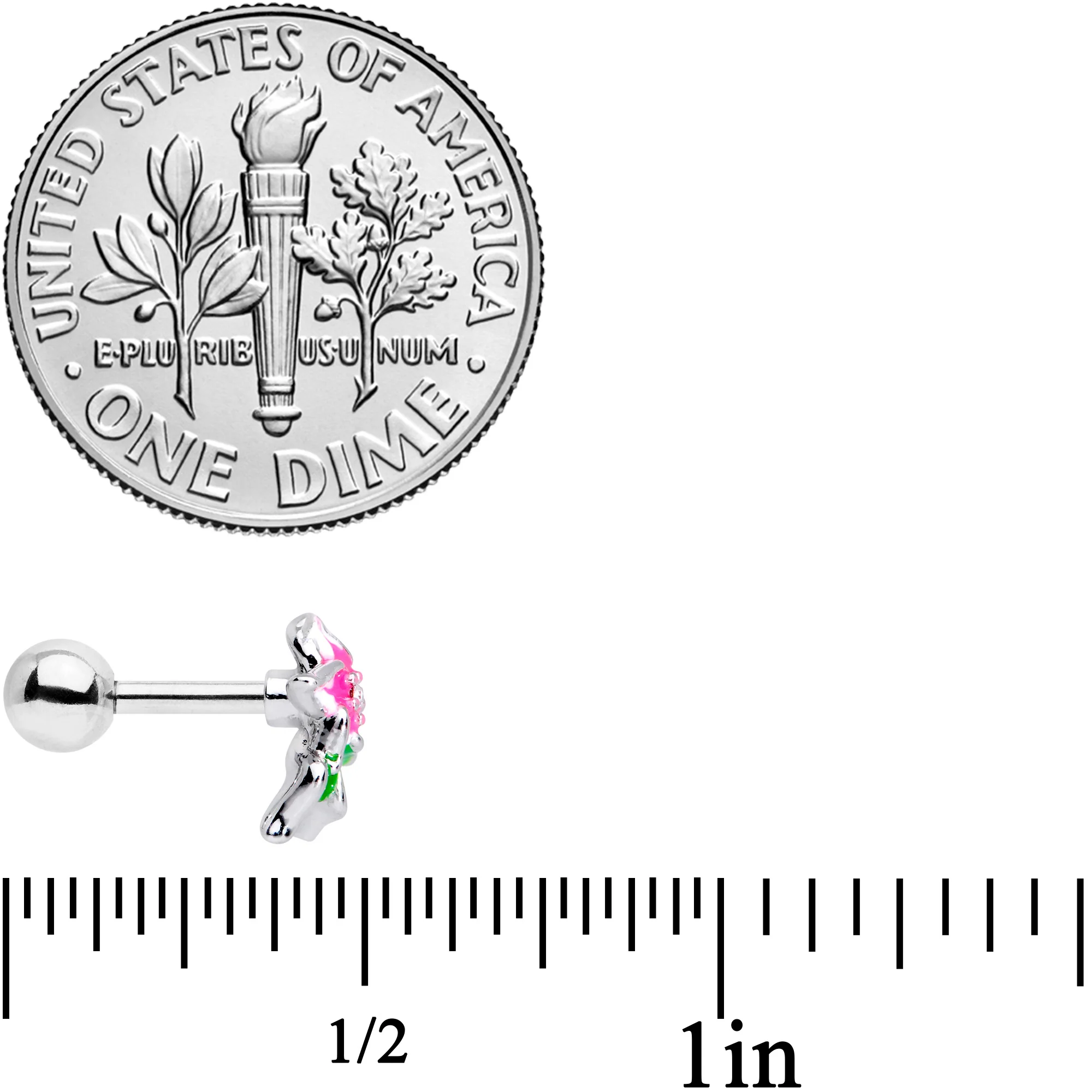 16G 1/4 Clear Gem Tropical Flower Cartilage Tragus Earring - Image 4