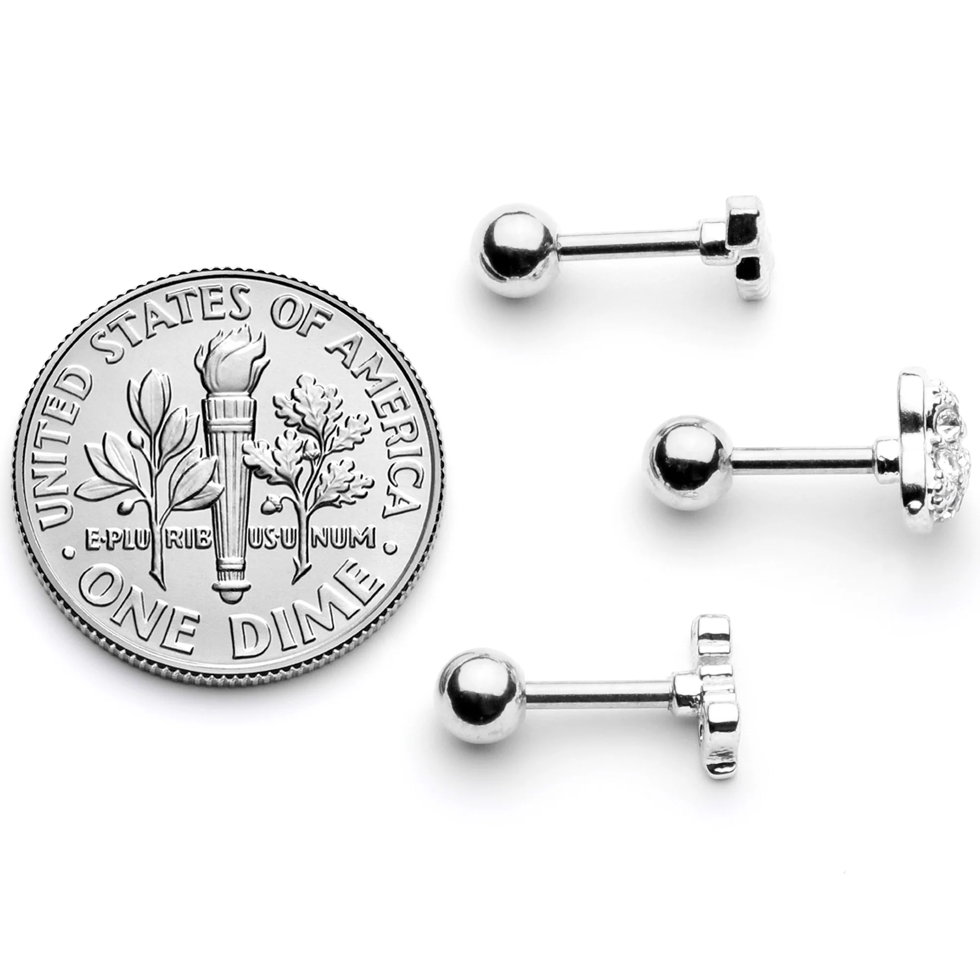 16G 1/4 Clear Gem Valentine Cartilage Tragus Set - Image 5