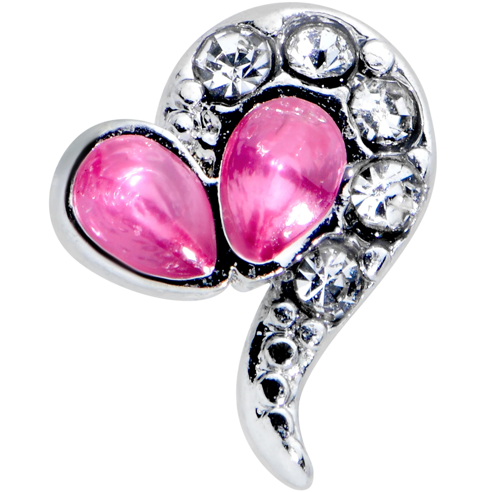 16G 1/4 Clear Pink Gem Curve Heart Valentines Day Cartilage Tragus - Image 2