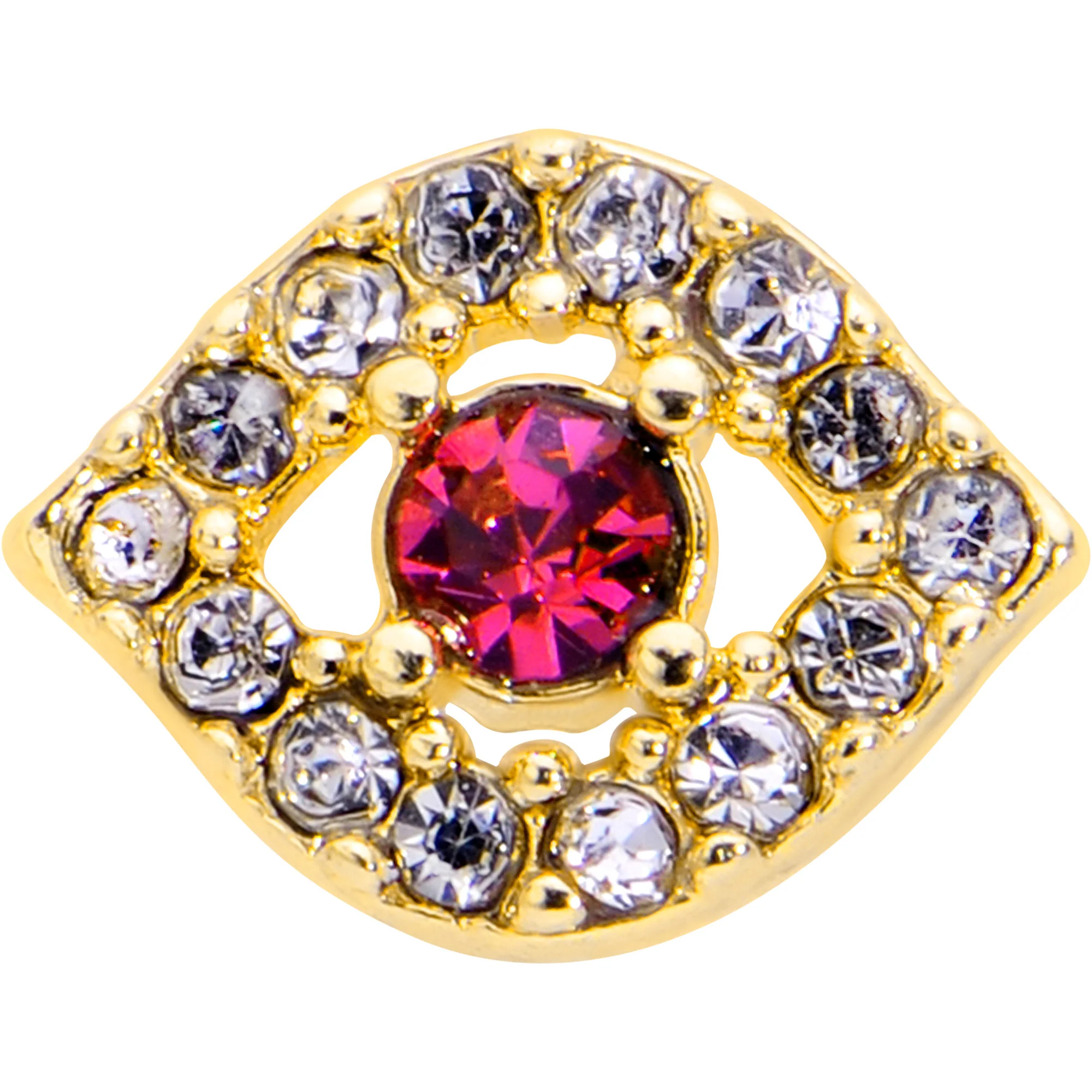 16G 1/4 Clear Pink Gem Gold Tone Open Eye Labret - Image 2