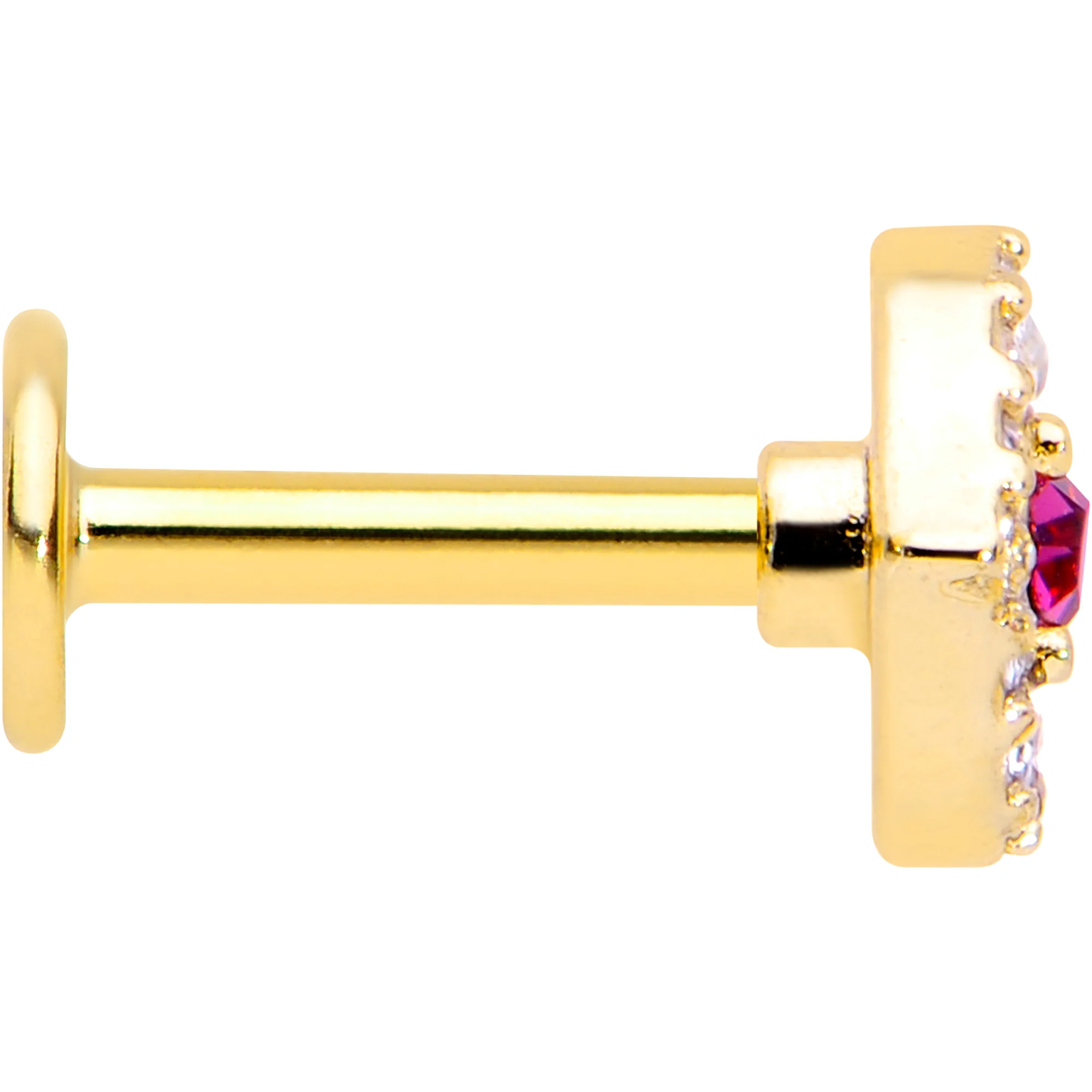 16G 1/4 Clear Pink Gem Gold Tone Open Eye Labret - Image 3
