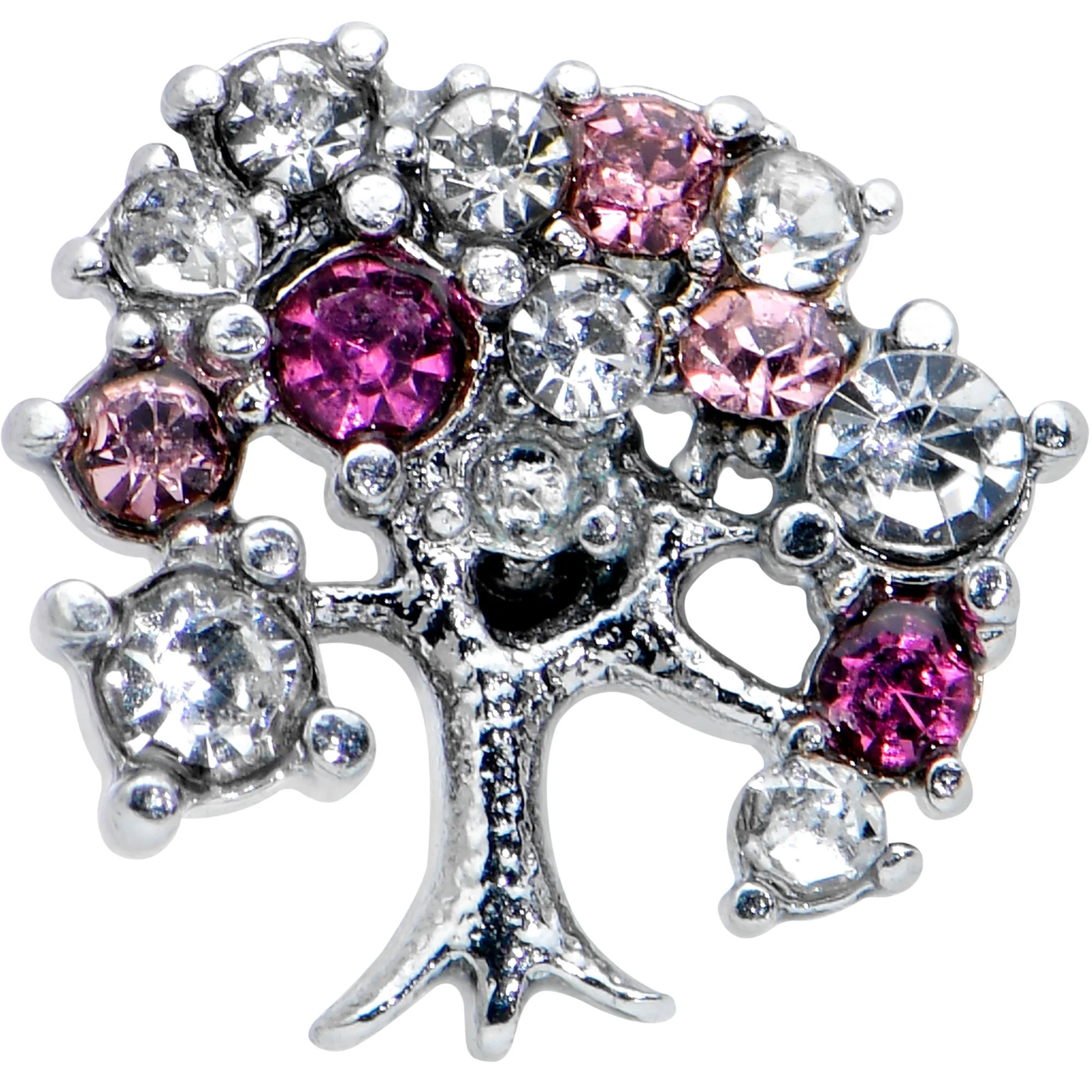 16G 1/4 Clear Pink Gem Luscious Fruit Tree Cartilage Tragus - Image 2