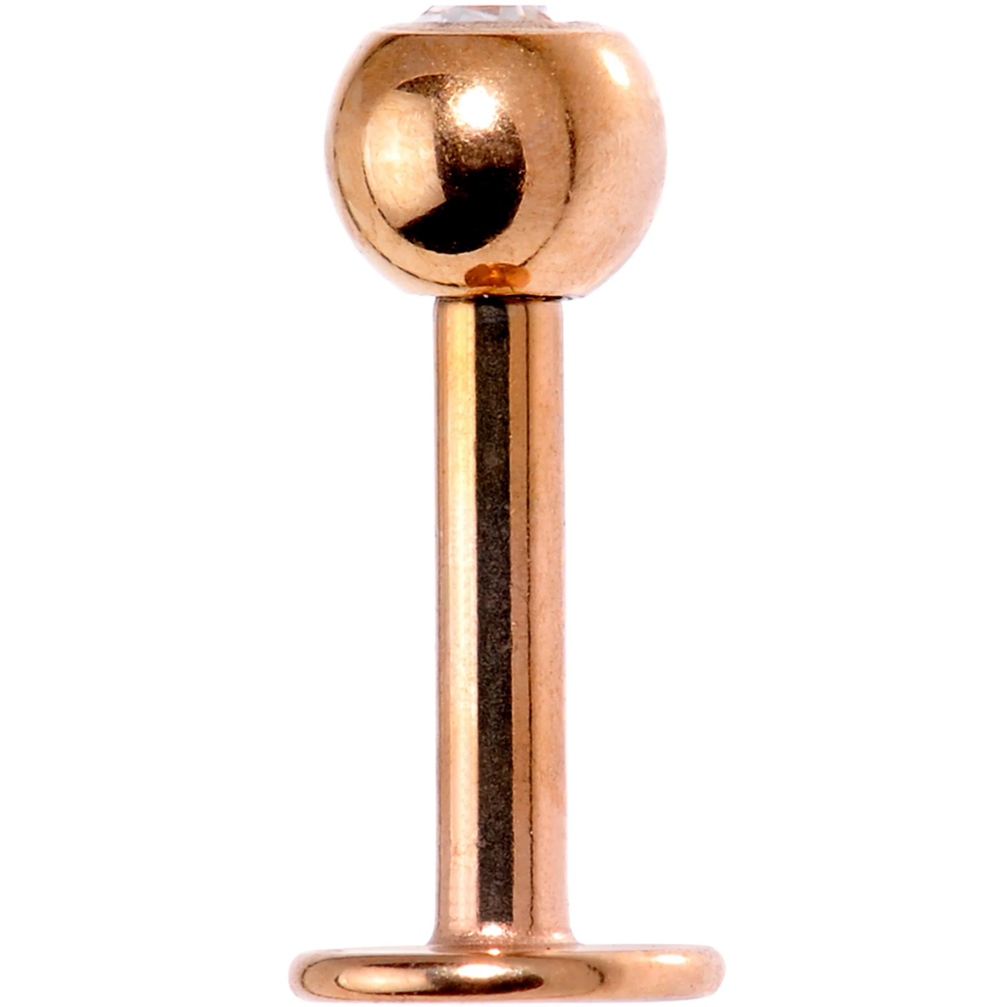 16G  1/4 Clear Press Fit Gem Rose Gold IP Tragus Labret Monroe - Image 2