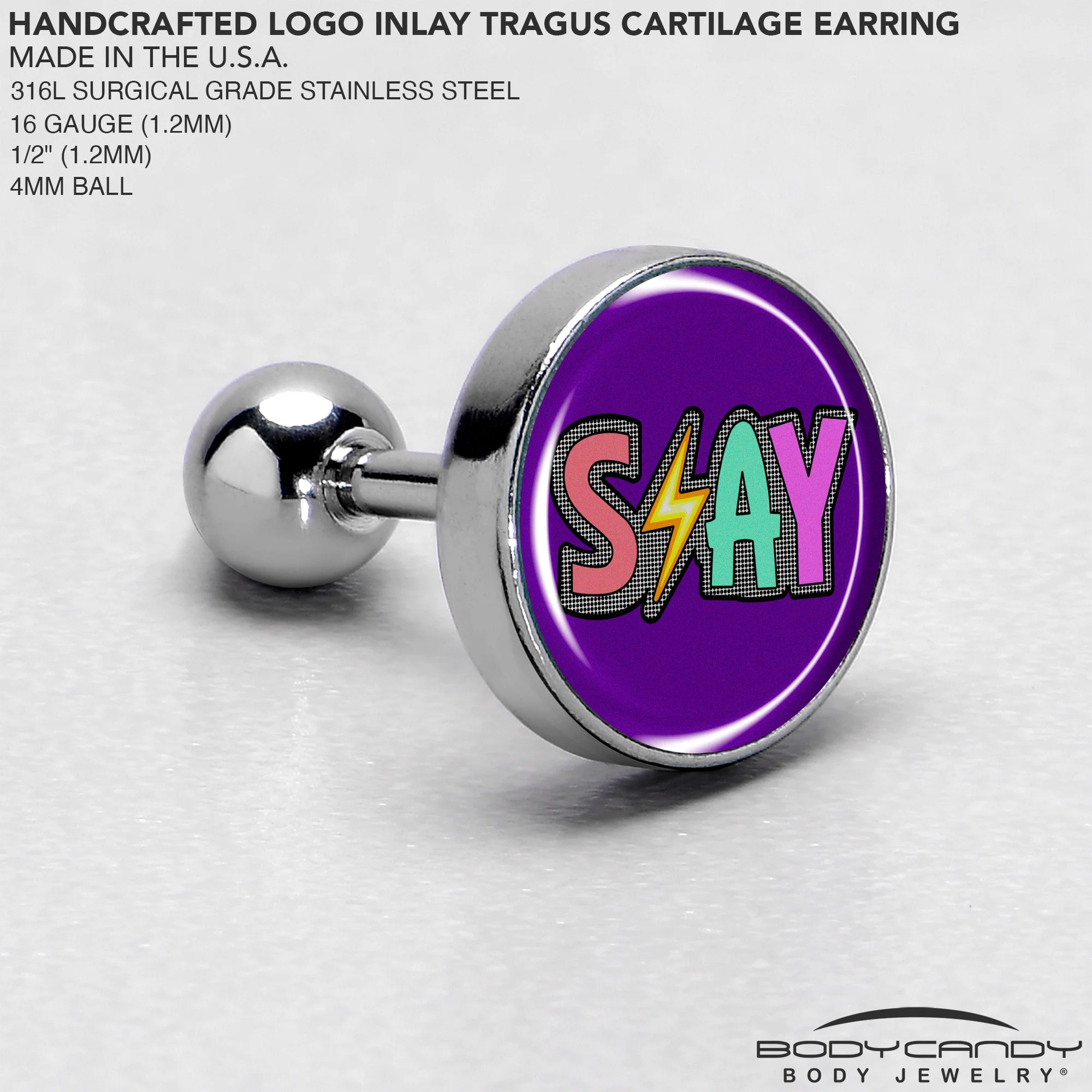 16G 1/4 Colorful Lighting SLAY Tragus Cartilage Earring by Onyx O - Image 4