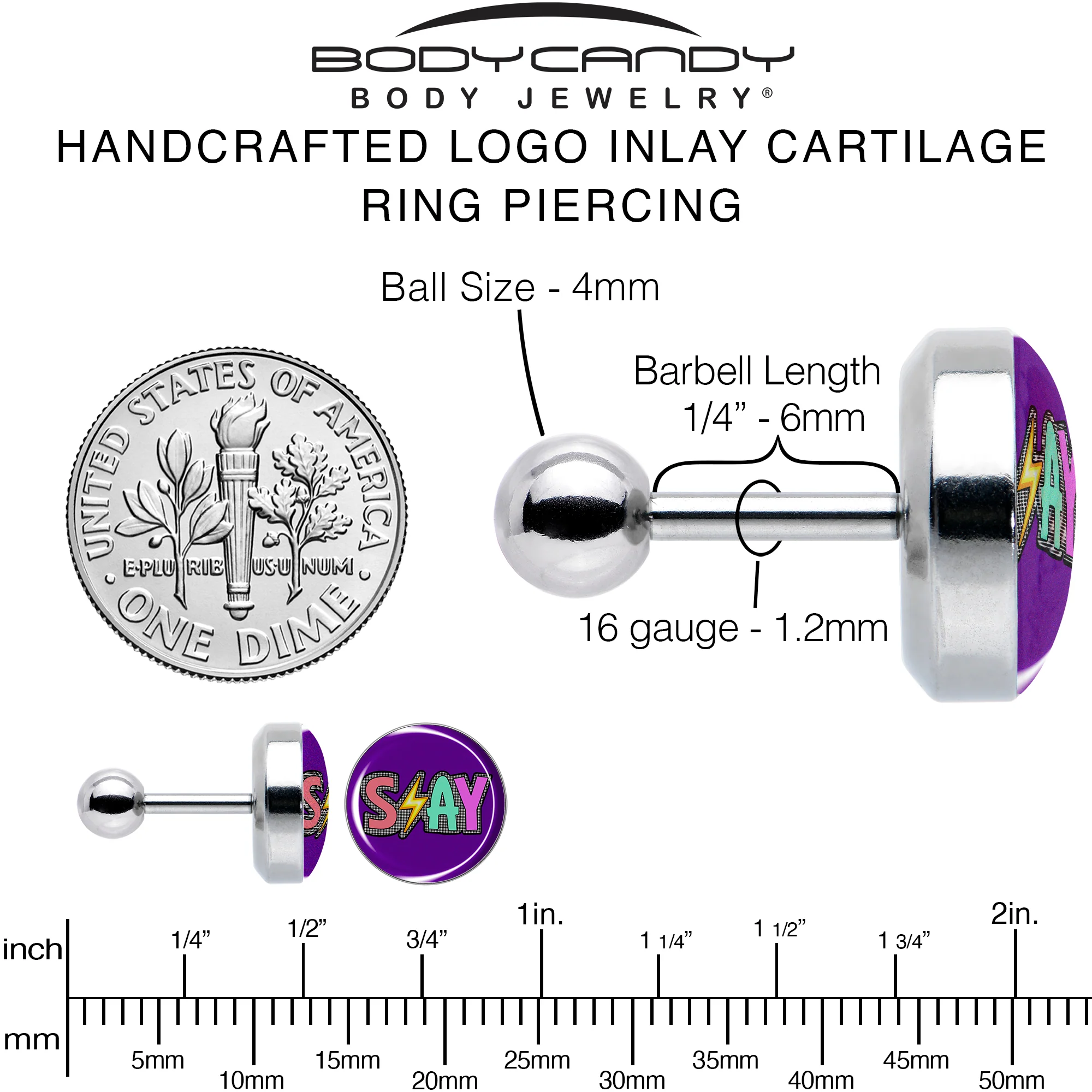 16G 1/4 Colorful Lighting SLAY Tragus Cartilage Earring by Onyx O - Image 6