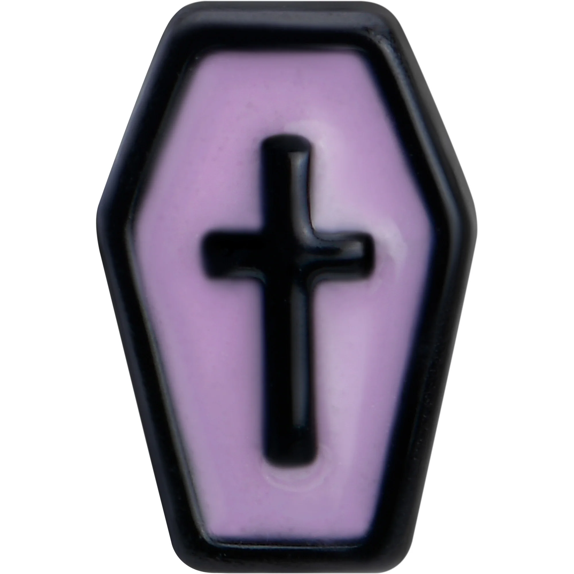 16G 1/4 Creepy Coffin Lt Purple Glow in Dark Cartilage Earring - Image 2