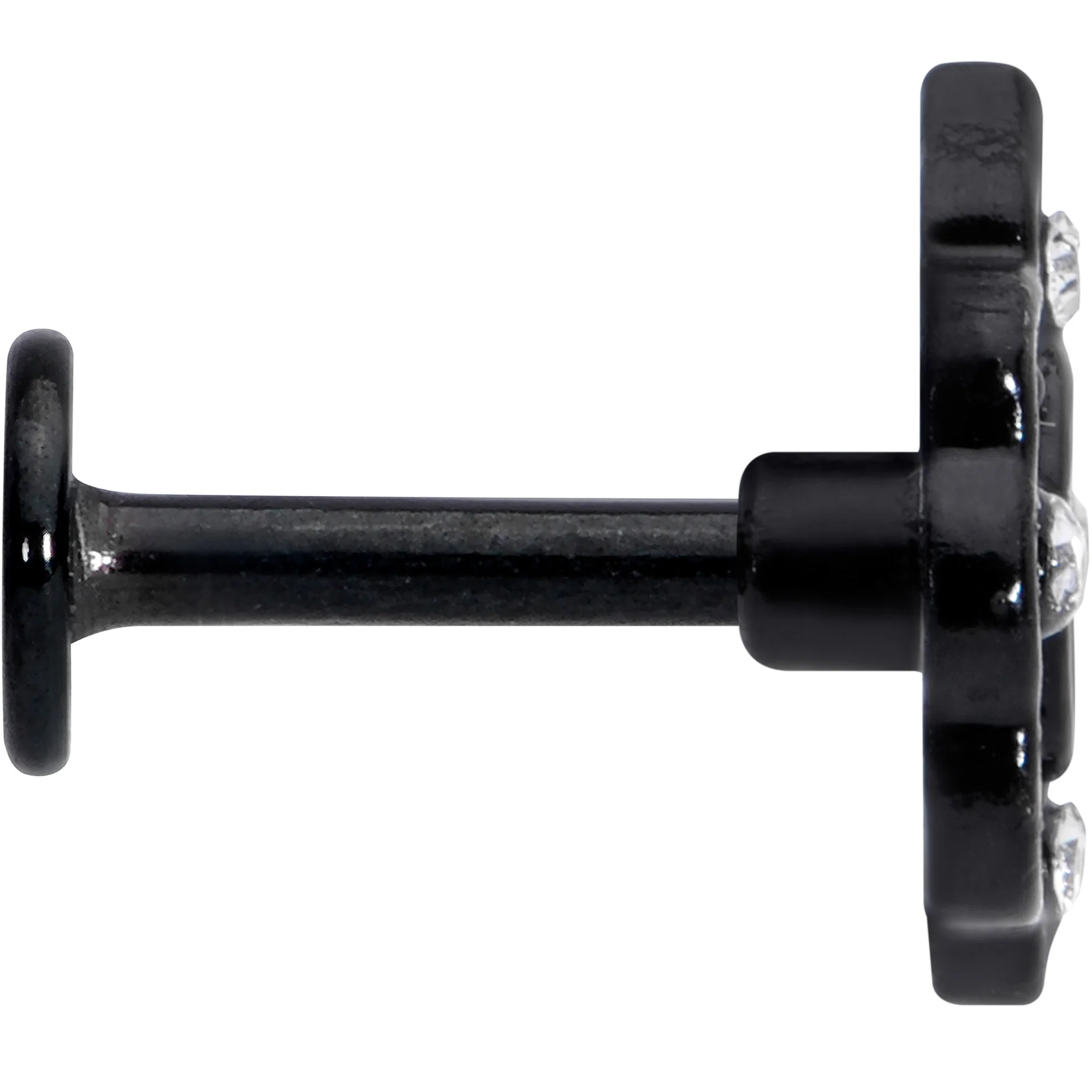 16G 1/4 CZ Faux Tourmaline Black Lacy Drop Labret - Image 3