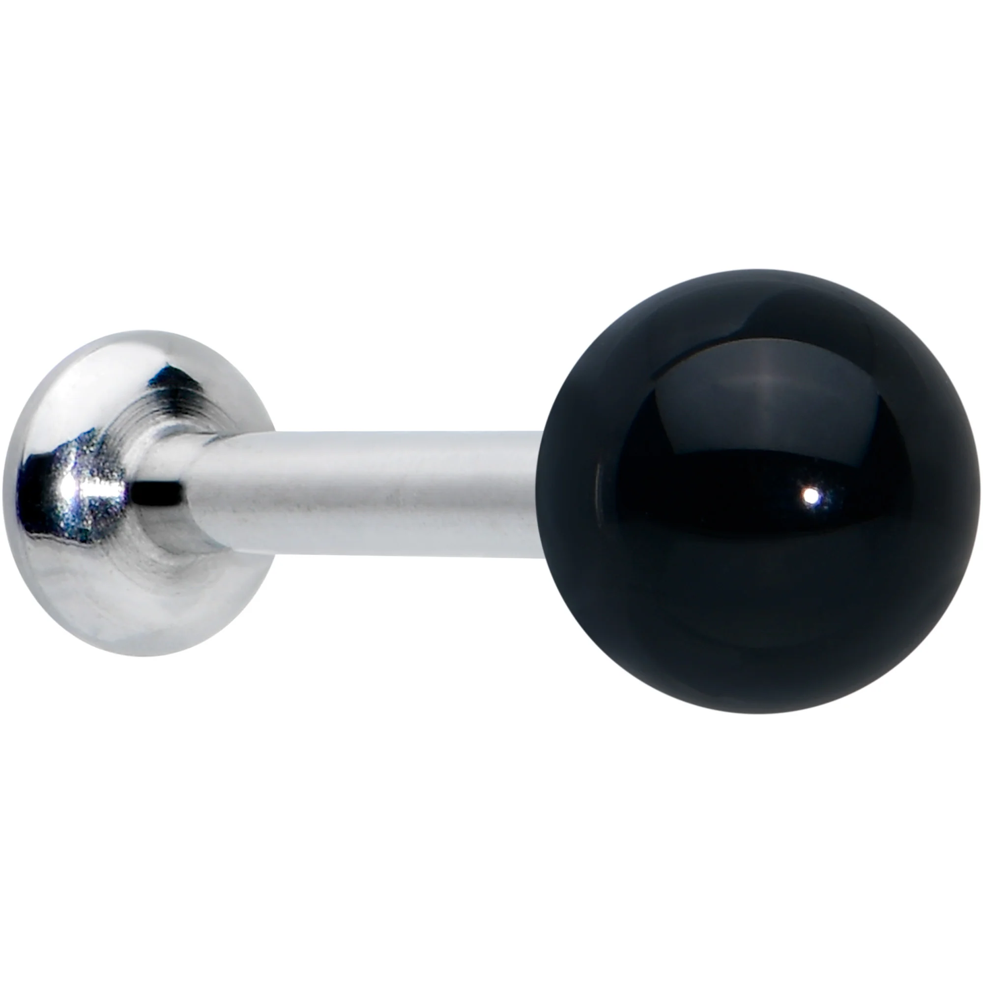 16G 1/4 Elegant Black Agate Internally Threaded Labret Tragus