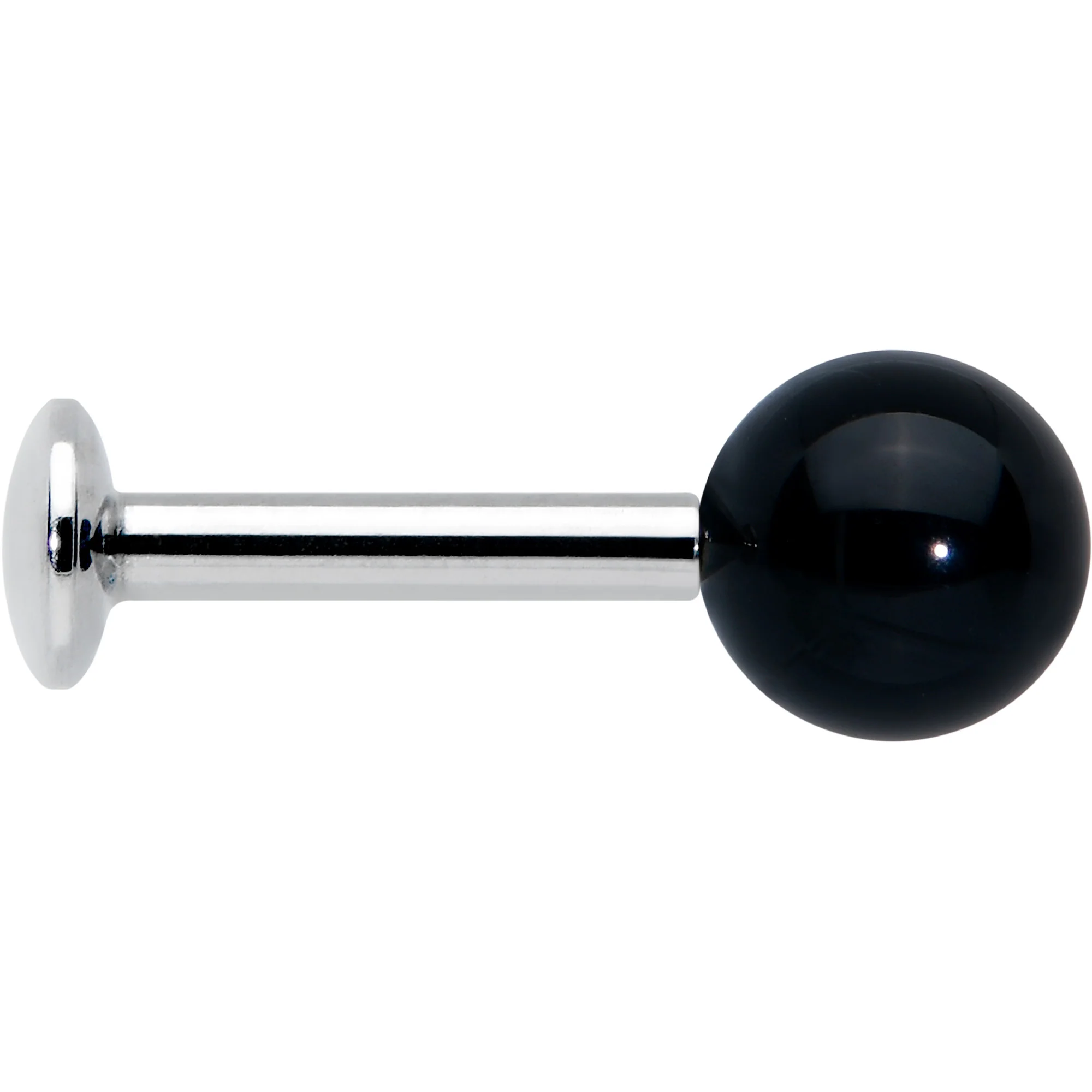 16G 1/4 Elegant Black Agate Internally Threaded Labret Tragus - Image 3