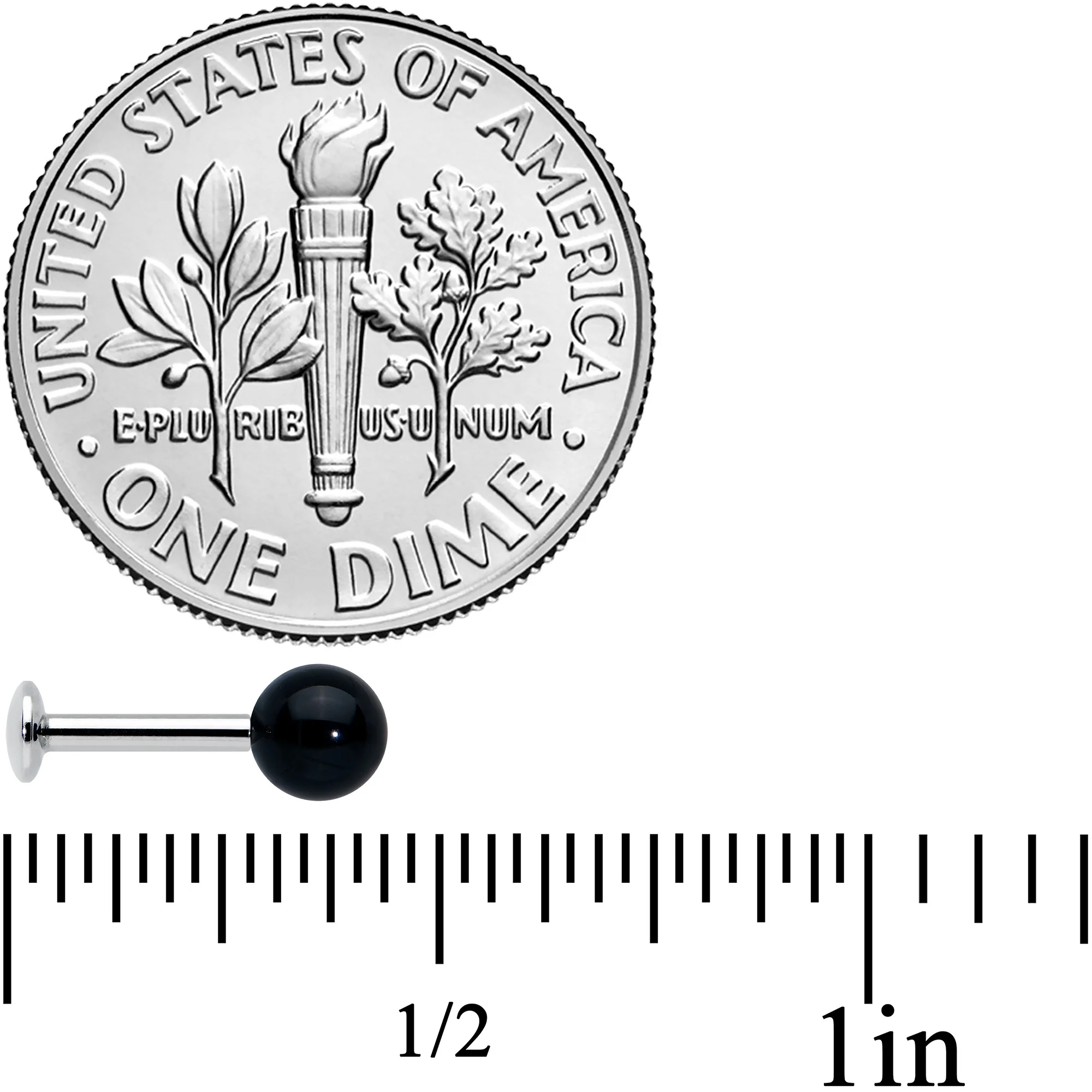 16G 1/4 Elegant Black Agate Internally Threaded Labret Tragus - Image 5