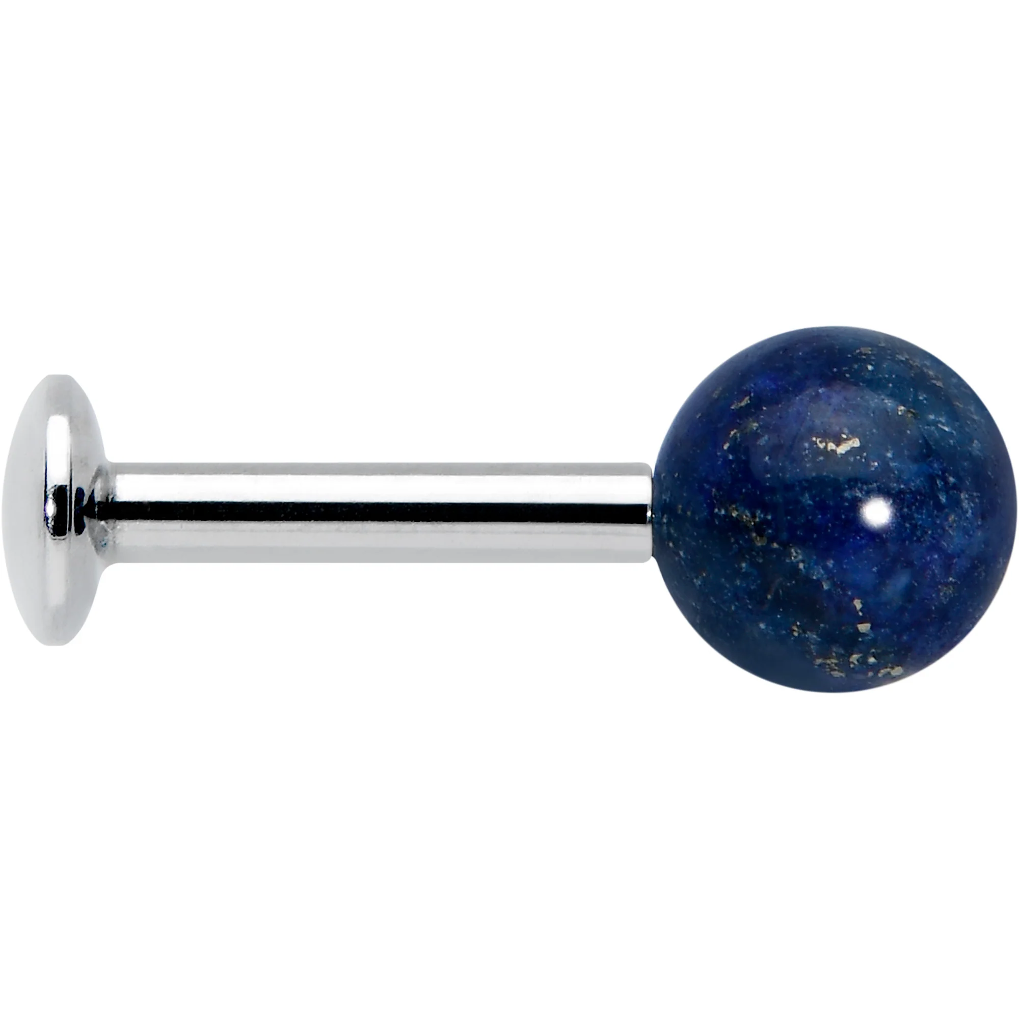 16G 1/4 Elegant Blue Agate Internally Threaded Labret Tragus - Image 3