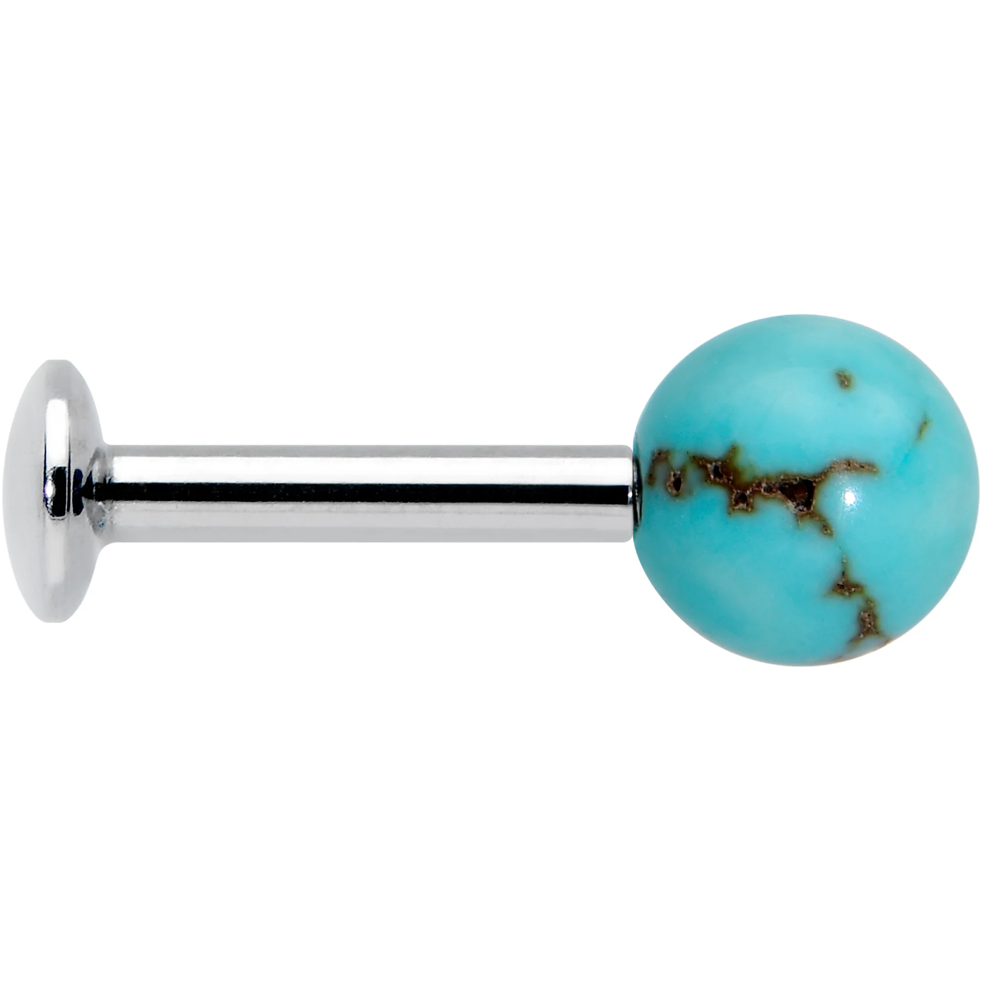 16G 1/4 Elegant Blue Turquoise Internally Threaded Labret Tragus - Image 3