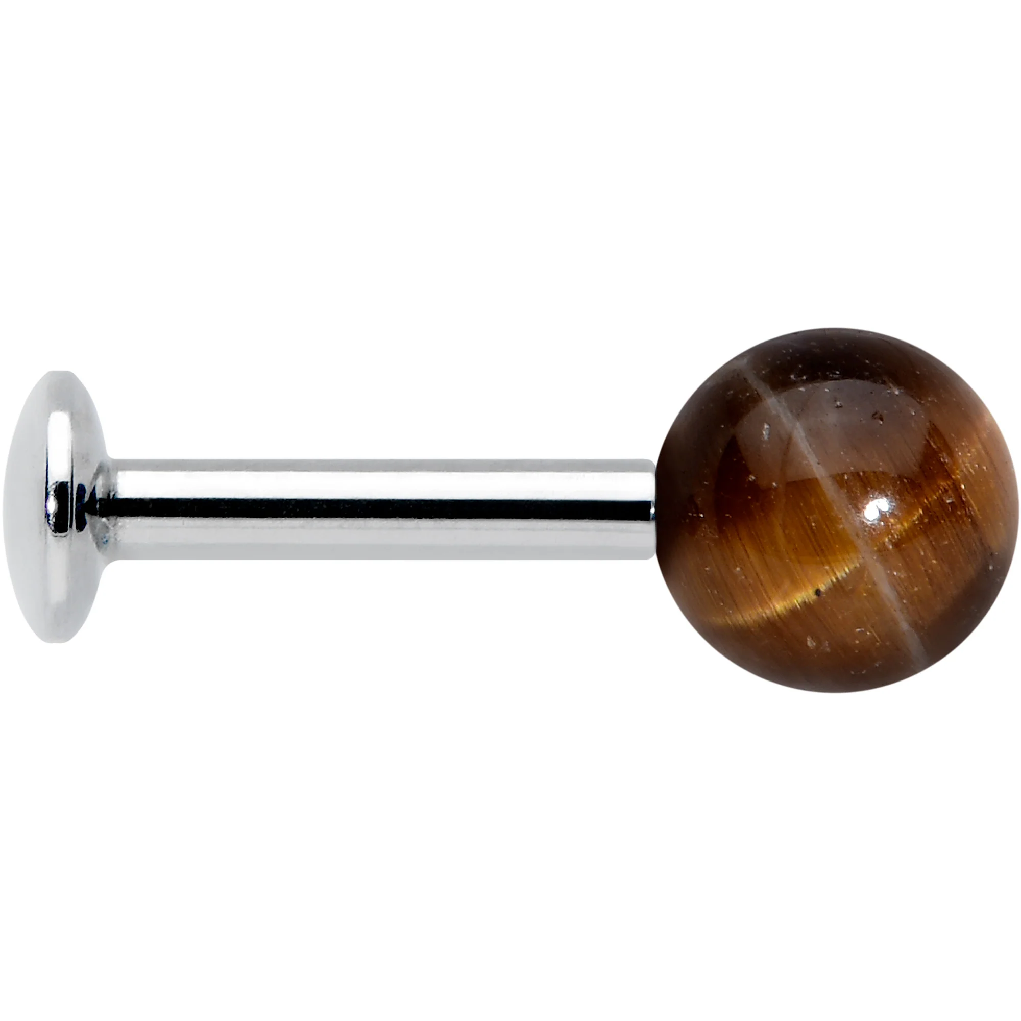 16G 1/4 Elegant Brown Tiger Eye Internal Threaded Labret Tragus - Image 3