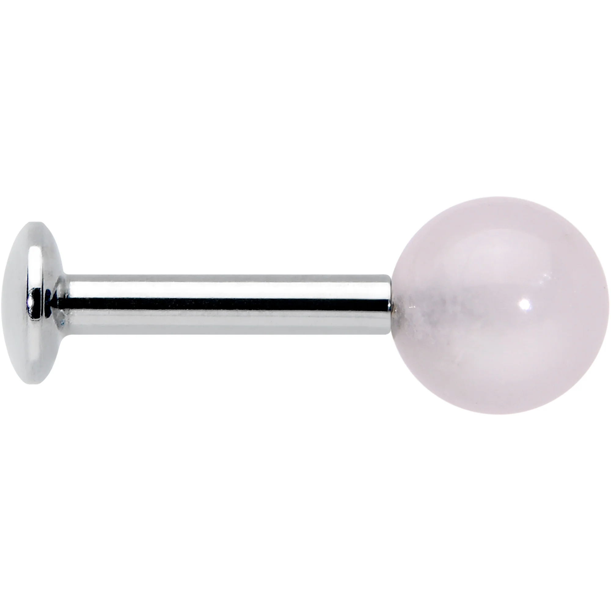 16G 1/4 Elegant Pink Rose Quartz Internal Threaded Labret Tragus - Image 3