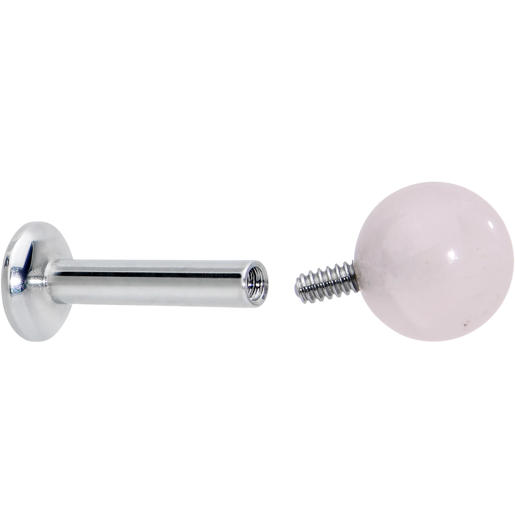 16G 1/4 Elegant Pink Rose Quartz Internal Threaded Labret Tragus - Image 4
