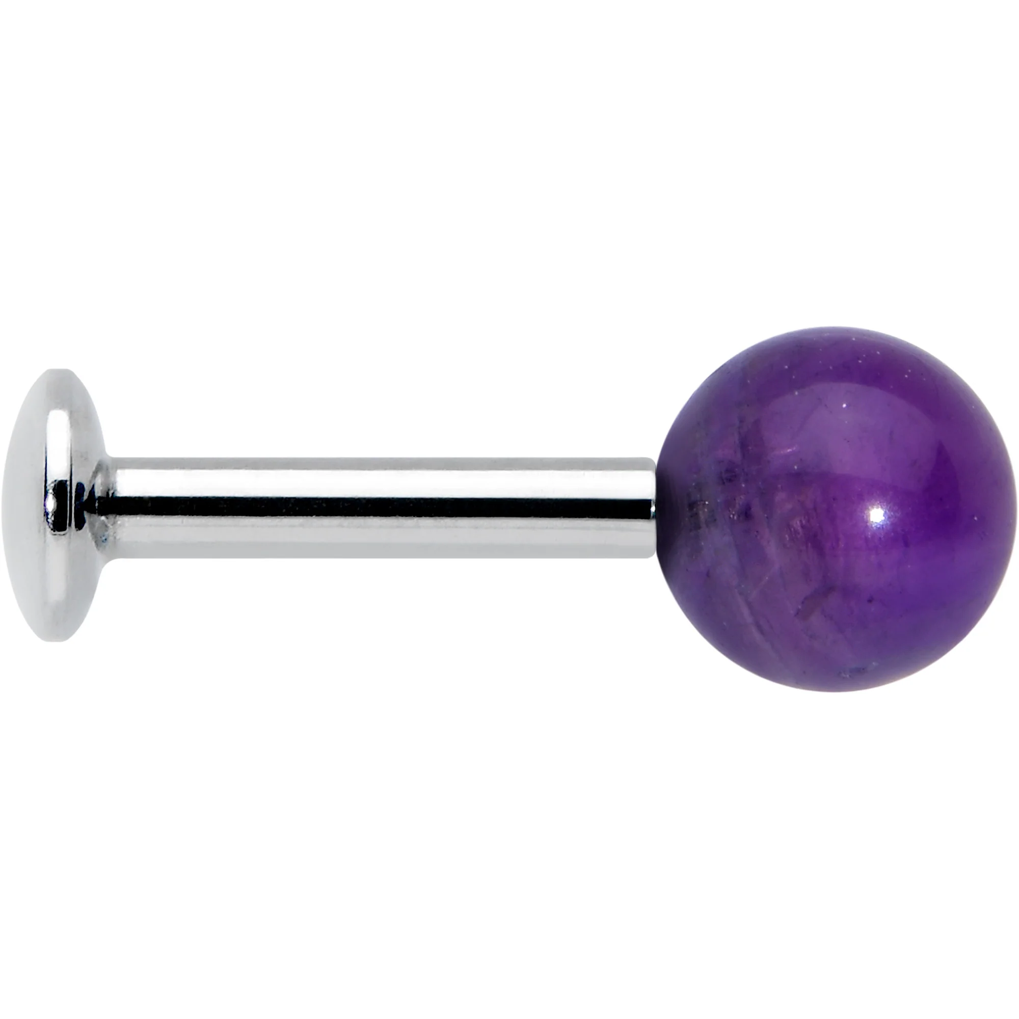 16G 1/4 Elegant Purple Amethyst Internal Threaded Labret Tragus - Image 3