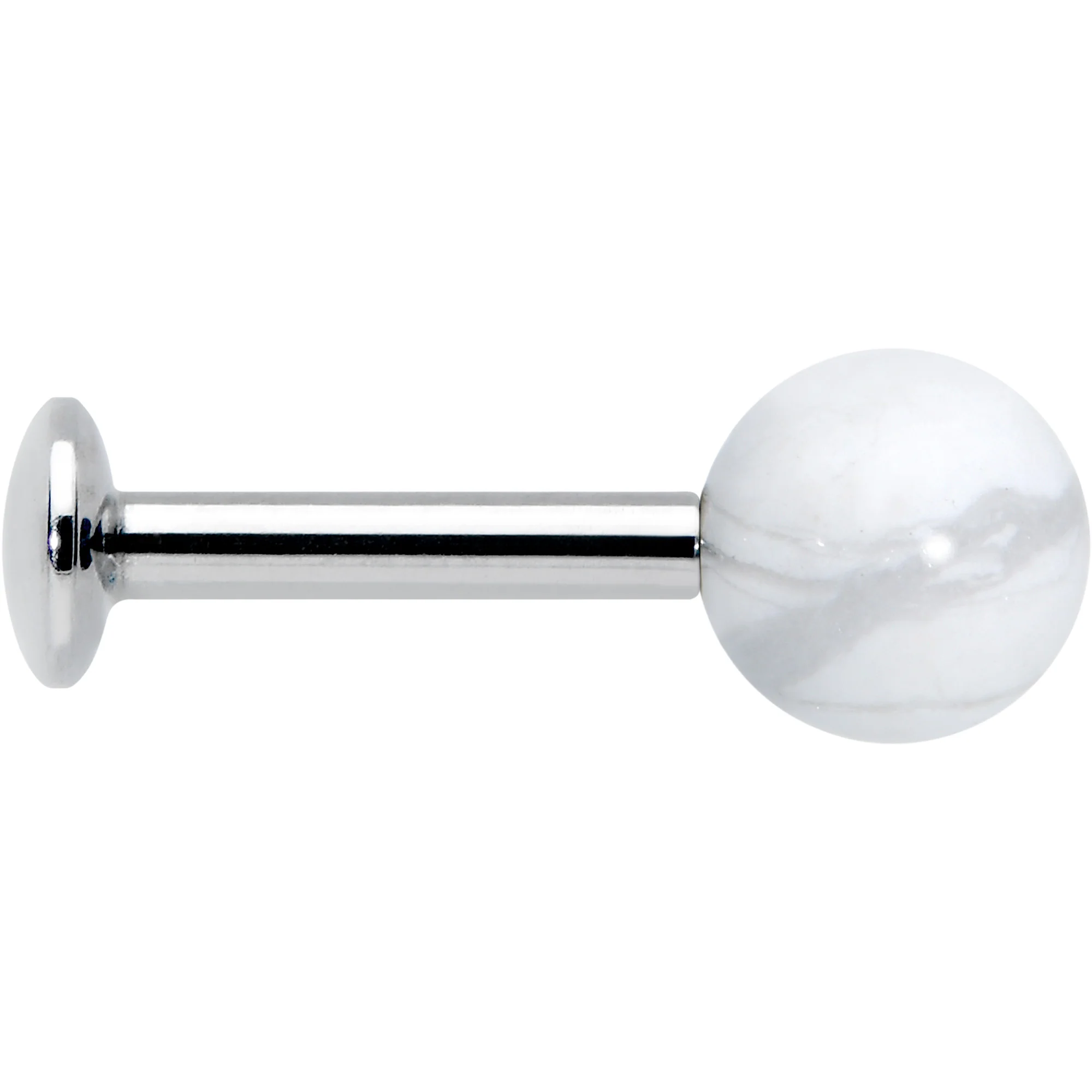 16G 1/4 Elegant White Howlite Internally Threaded Labret Tragus - Image 3