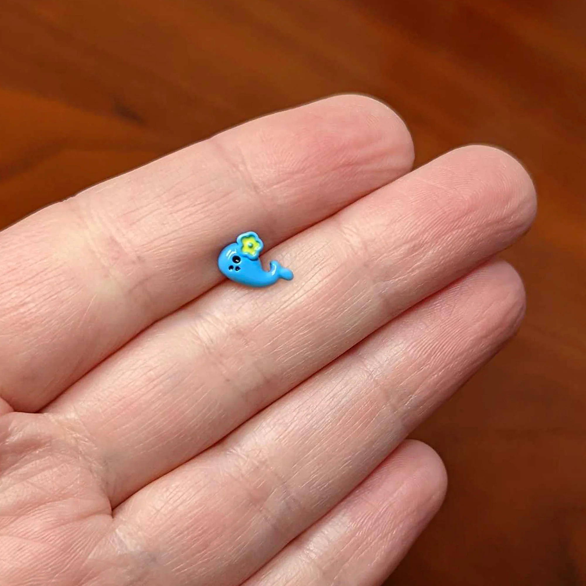16G 1/4 Eyelash Blue Whale Flower Cartilage Tragus Earring - Image 5