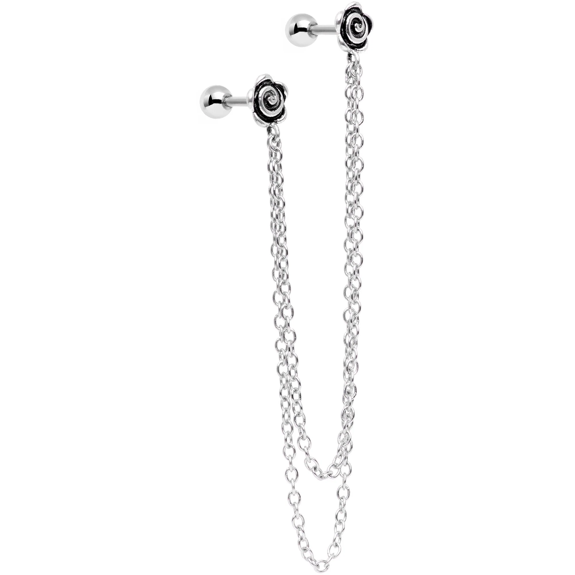 16G 1/4 Farewell Summer Flower Cartilage Chain Earring - Image 2