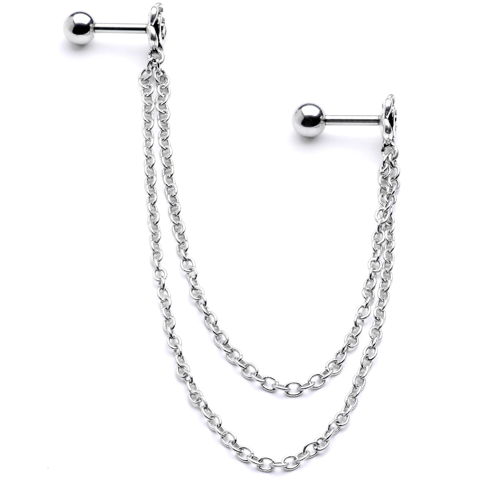16G 1/4 Farewell Summer Flower Cartilage Chain Earring - Image 3