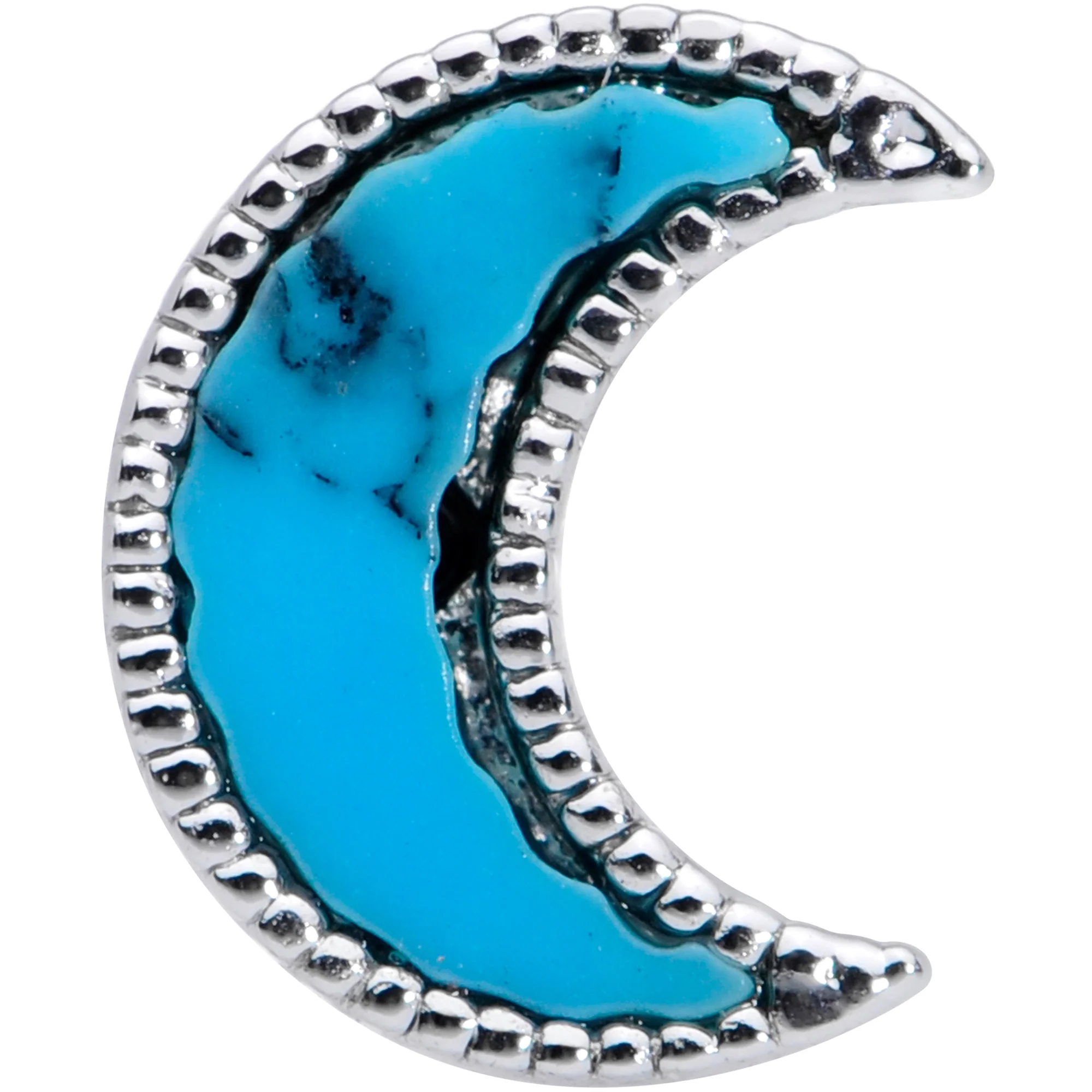 16G 1/4 Faux Turquoise Crescent Moon Cartilage Tragus Earring - Image 2