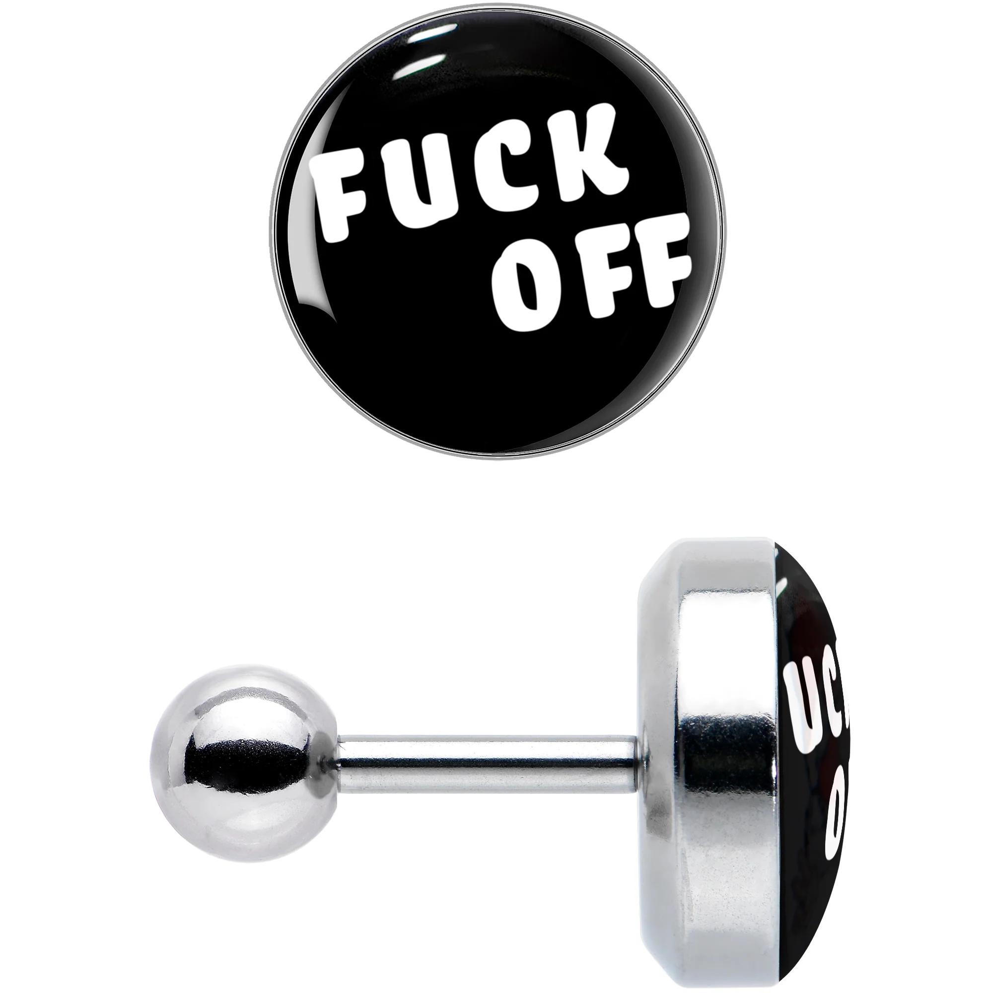 16G 1/4 F*ck Off White Letters Cartilage Tragus Earring - Image 3