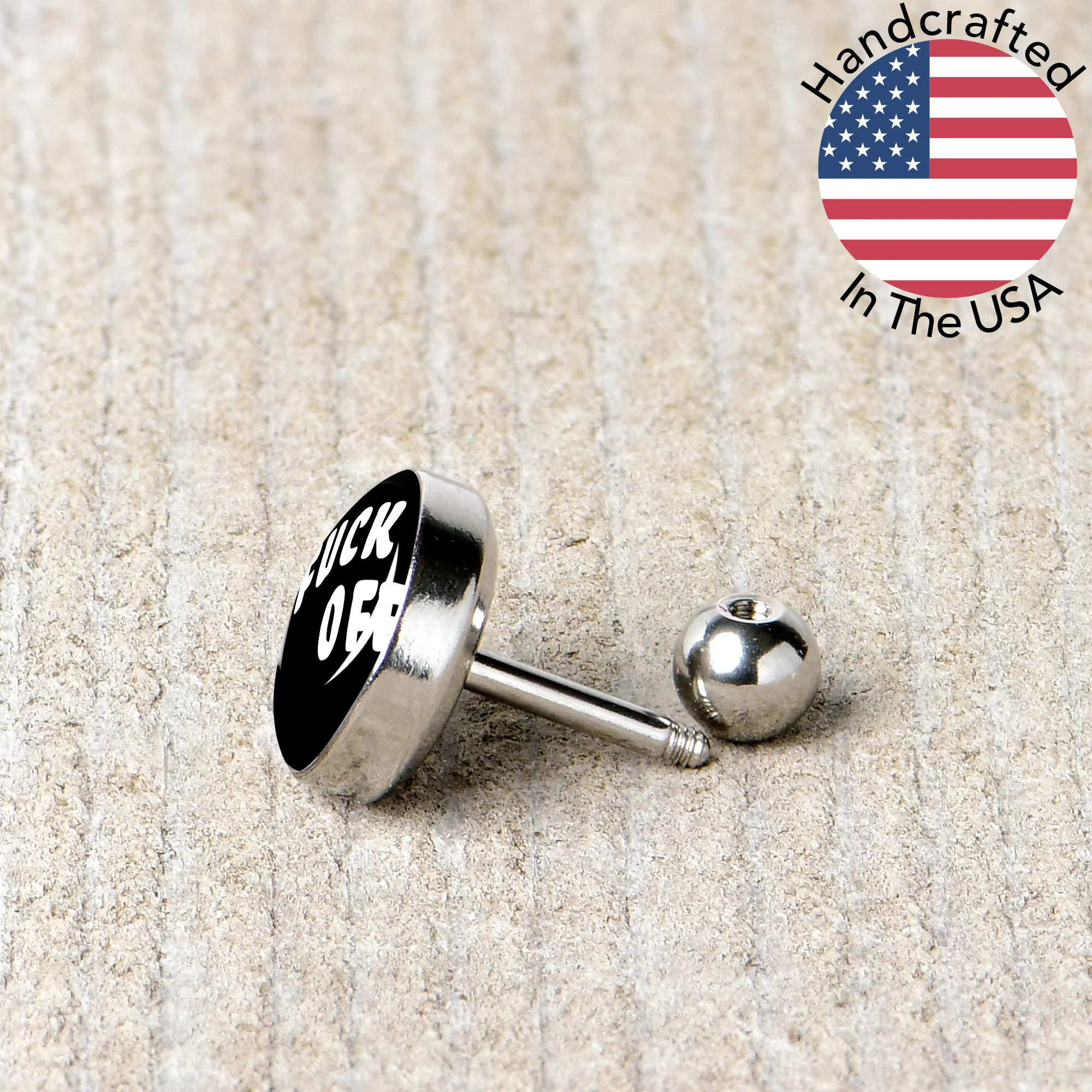 16G 1/4 F*ck Off White Letters Cartilage Tragus Earring - Image 5