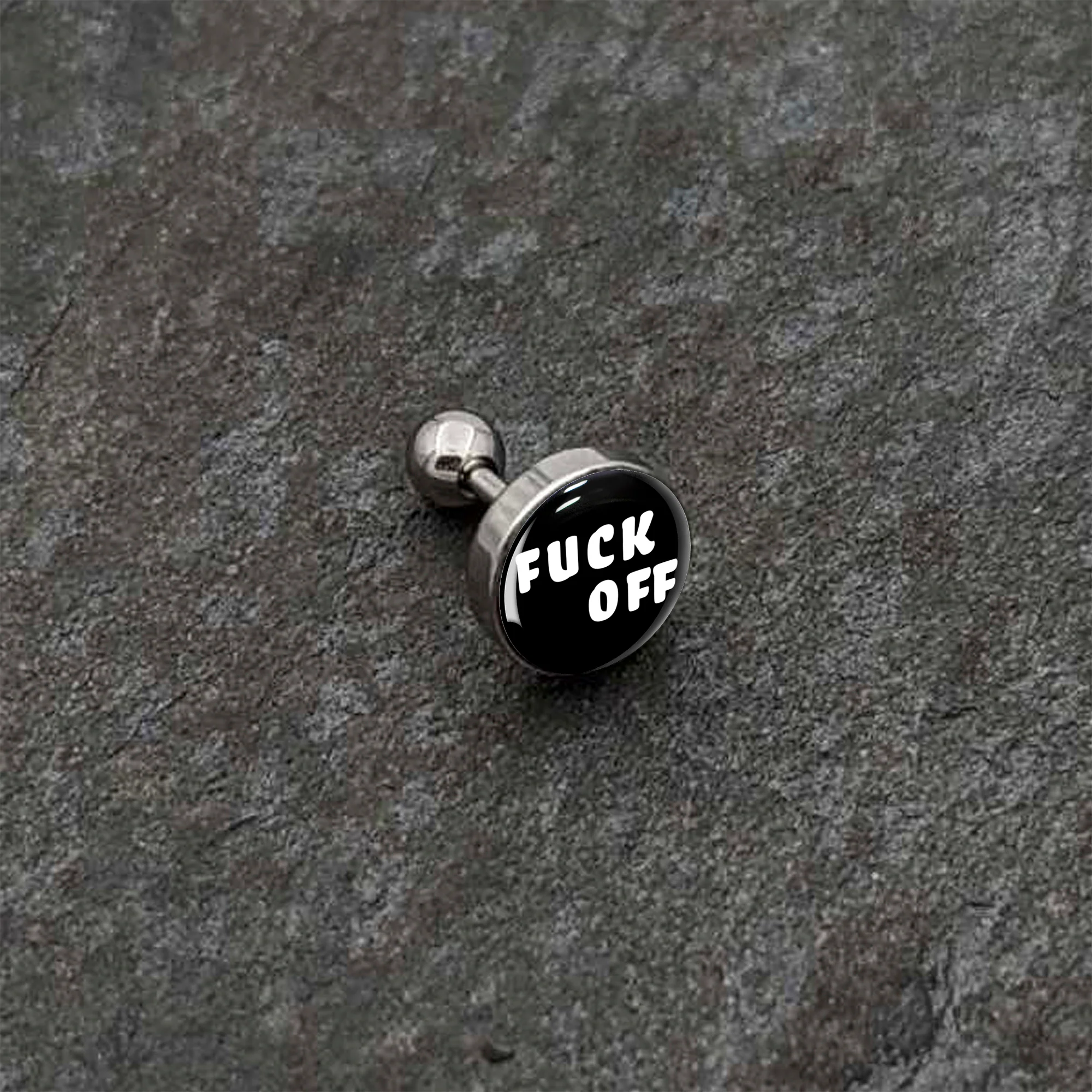 16G 1/4 F*ck Off White Letters Cartilage Tragus Earring - Image 6