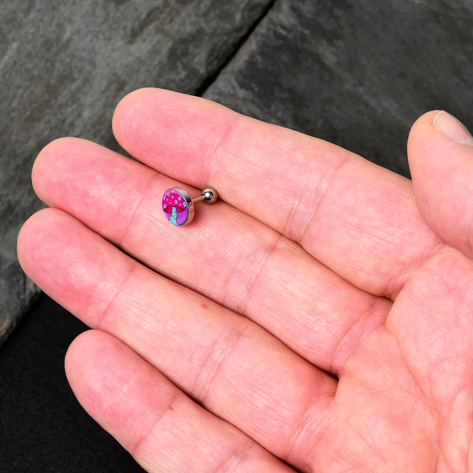 16G 1/4 Funky Floral Mushroom Cartilage Tragus Earring by Onyx O - Image 3