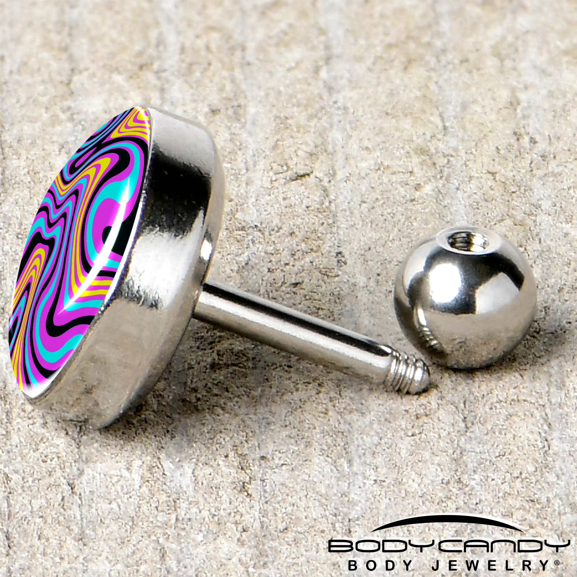 16G 1/4 Funky Swirls Cartilage Tragus Earring by Onyx O - Image 5