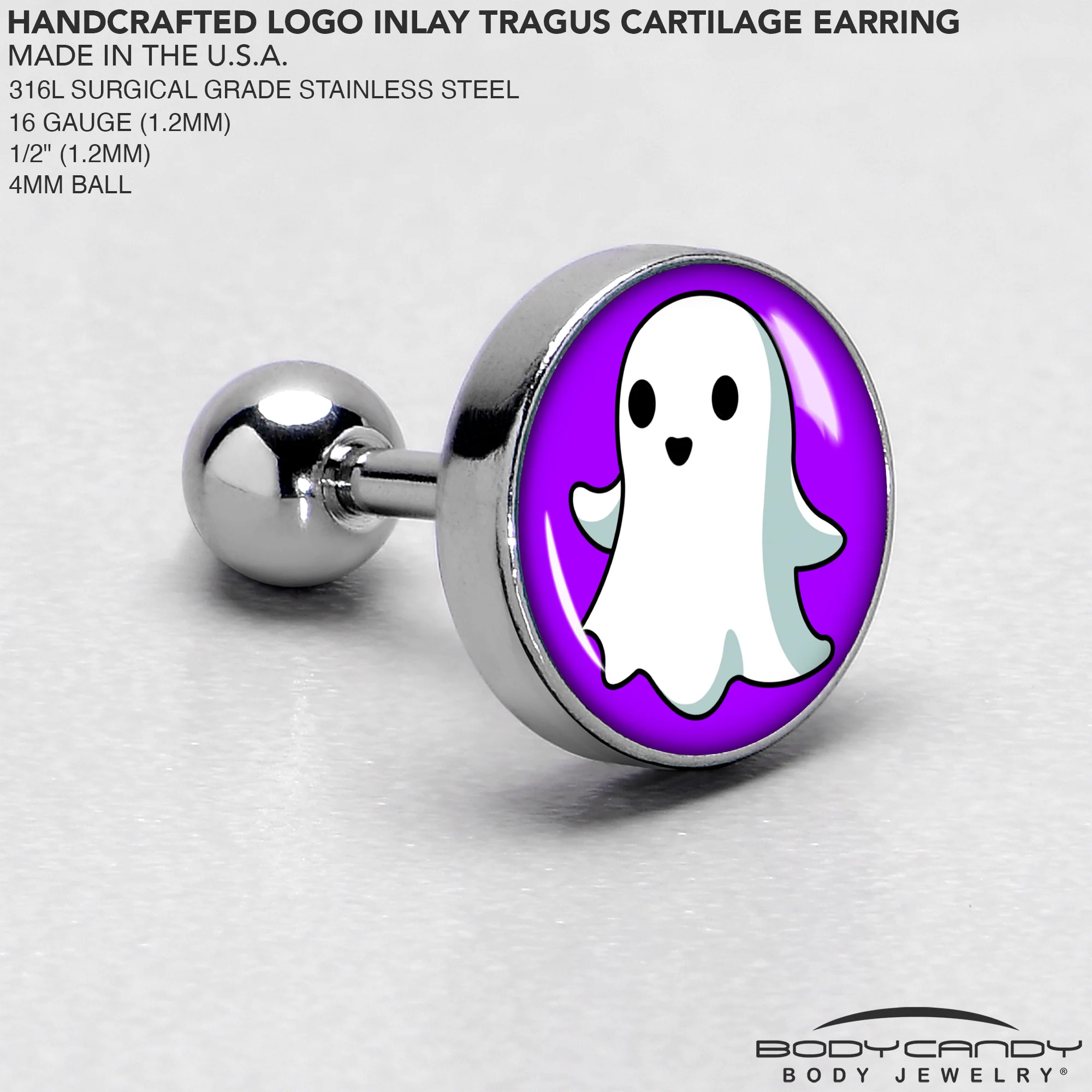 16G 1/4 Ghost Cartilage Tragus Earring by Onyx O - Image 4