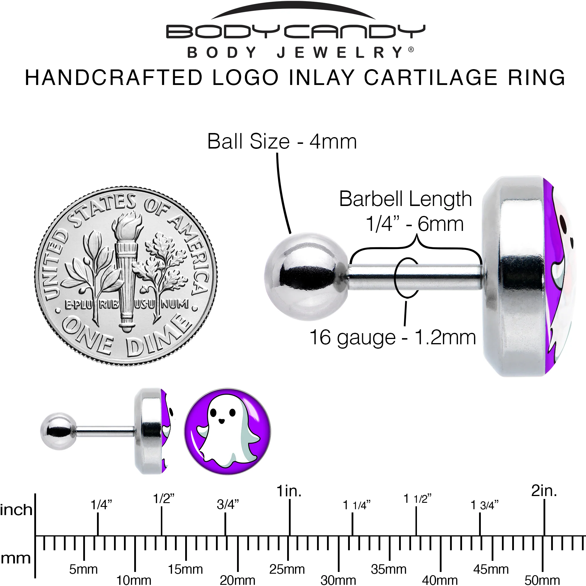 16G 1/4 Ghost Cartilage Tragus Earring by Onyx O - Image 6