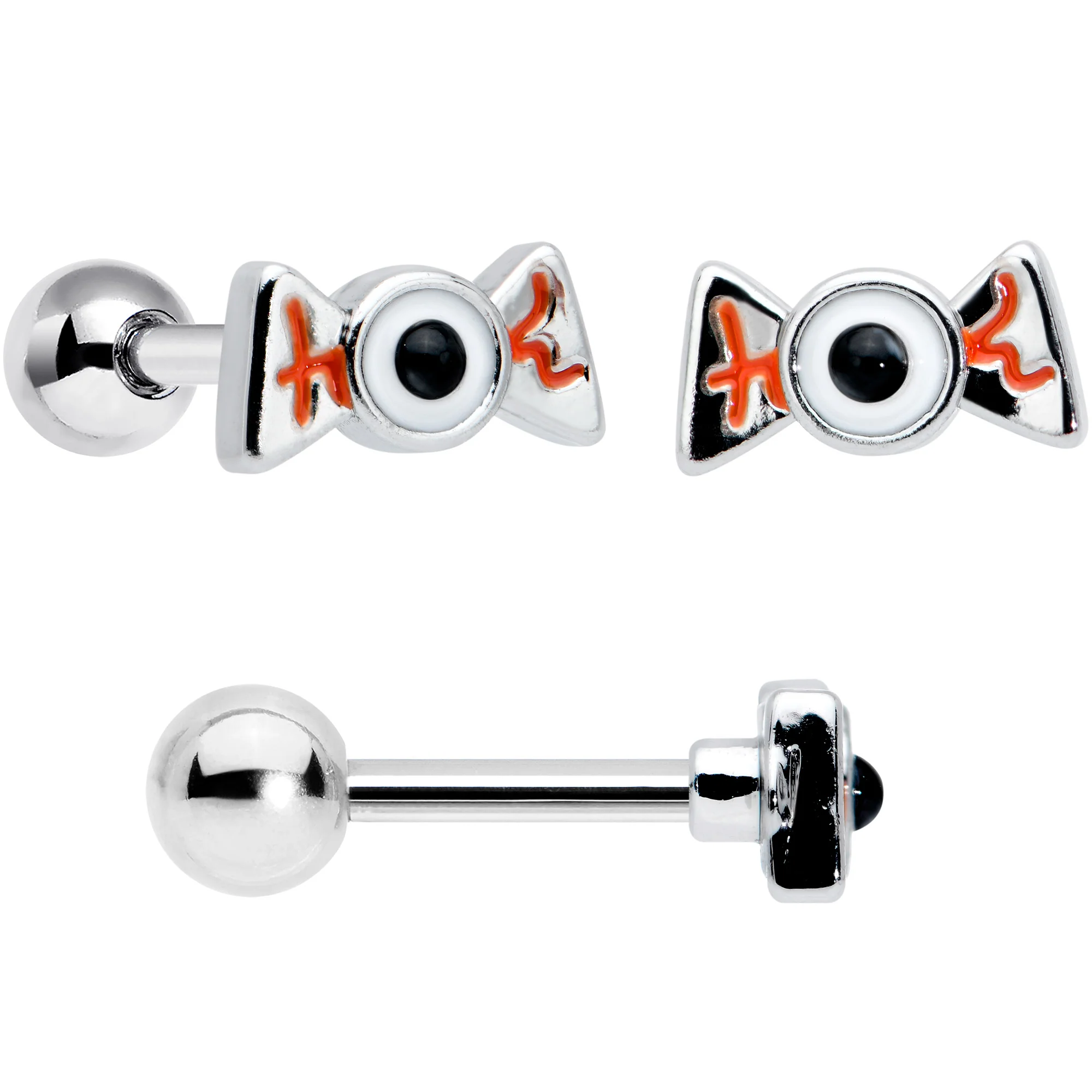 16G 1/4 Ghost Skull Eye Candy Halloween Cartilage Tragus Set of 3 - Image 3