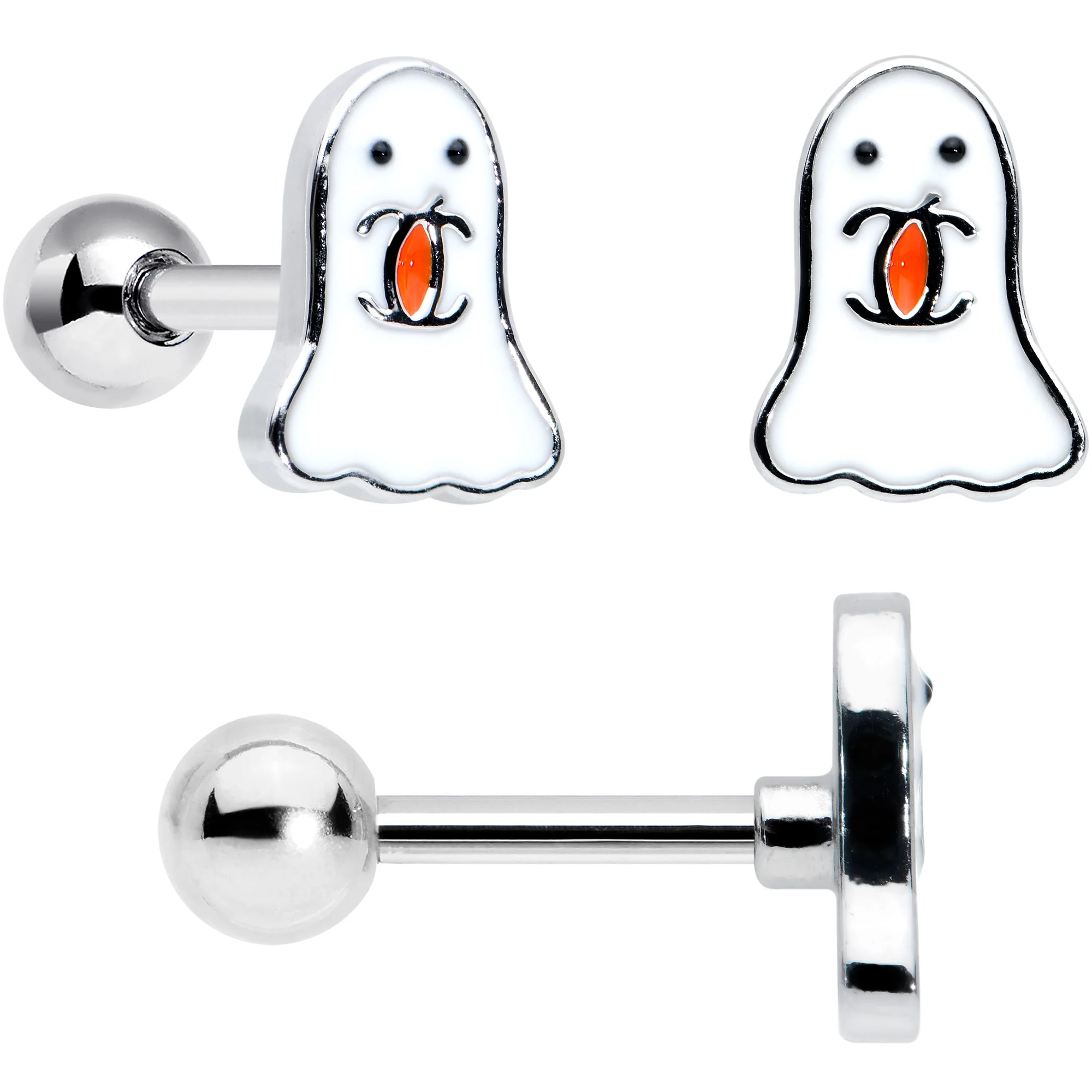 16G 1/4 Ghost Skull Eye Candy Halloween Cartilage Tragus Set of 3 - Image 4