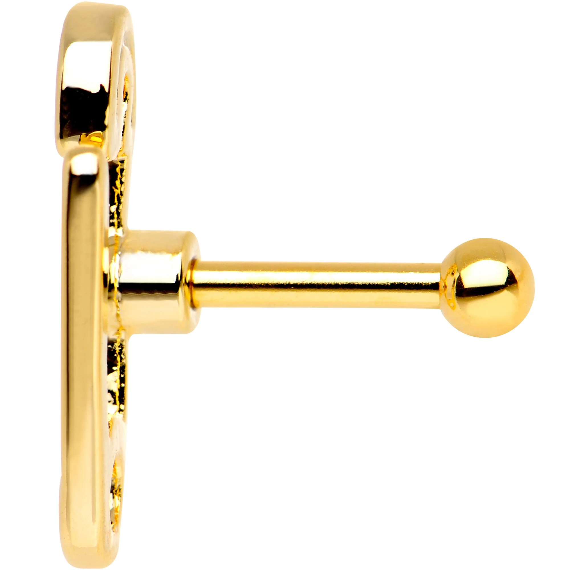 16G 1/4 Gold PVD Open Safety Pin Tragus Cartilage Earring - Image 3