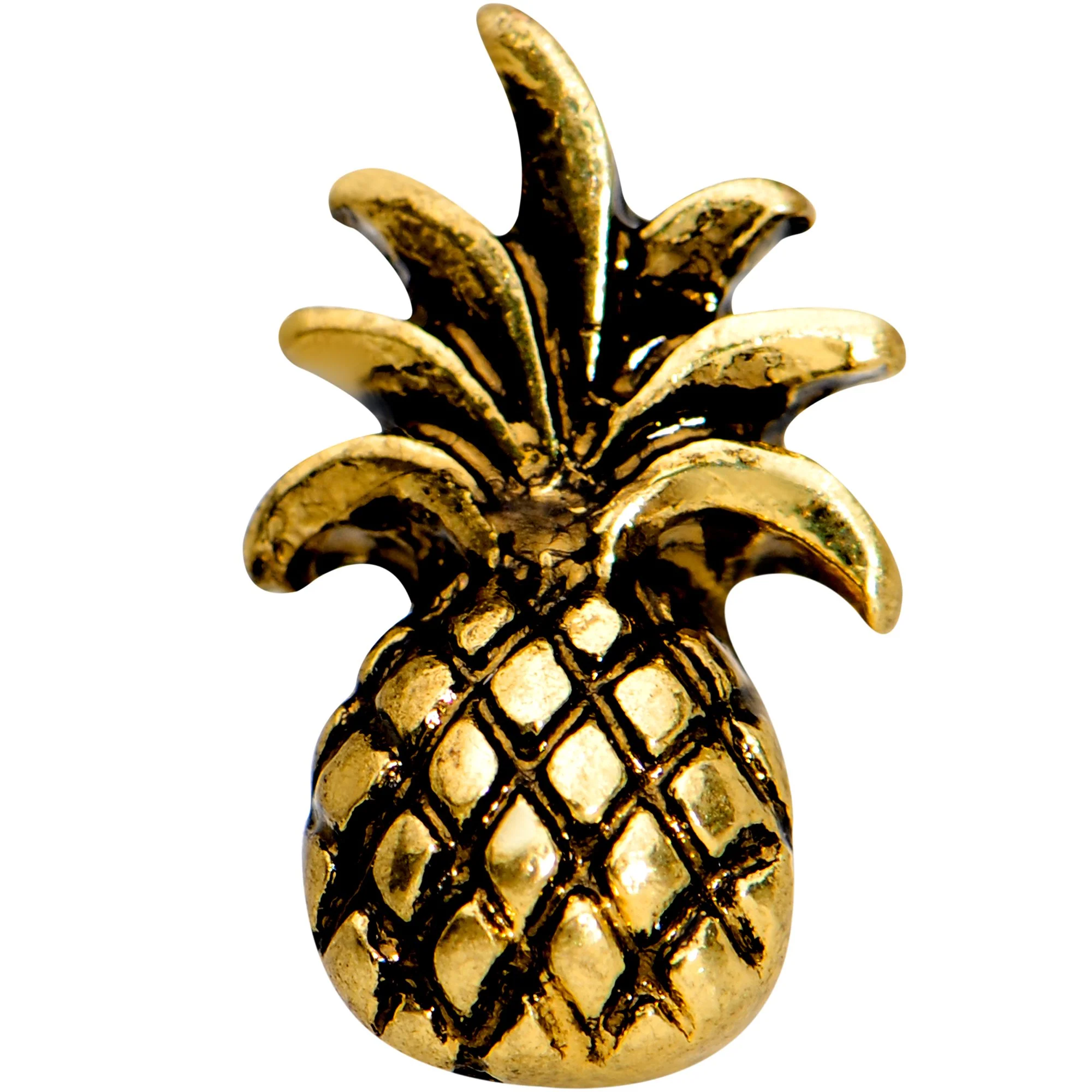16G 1/4 Gold PVD Pineapple Pizzazz Cartilage Tragus Earring - Image 2