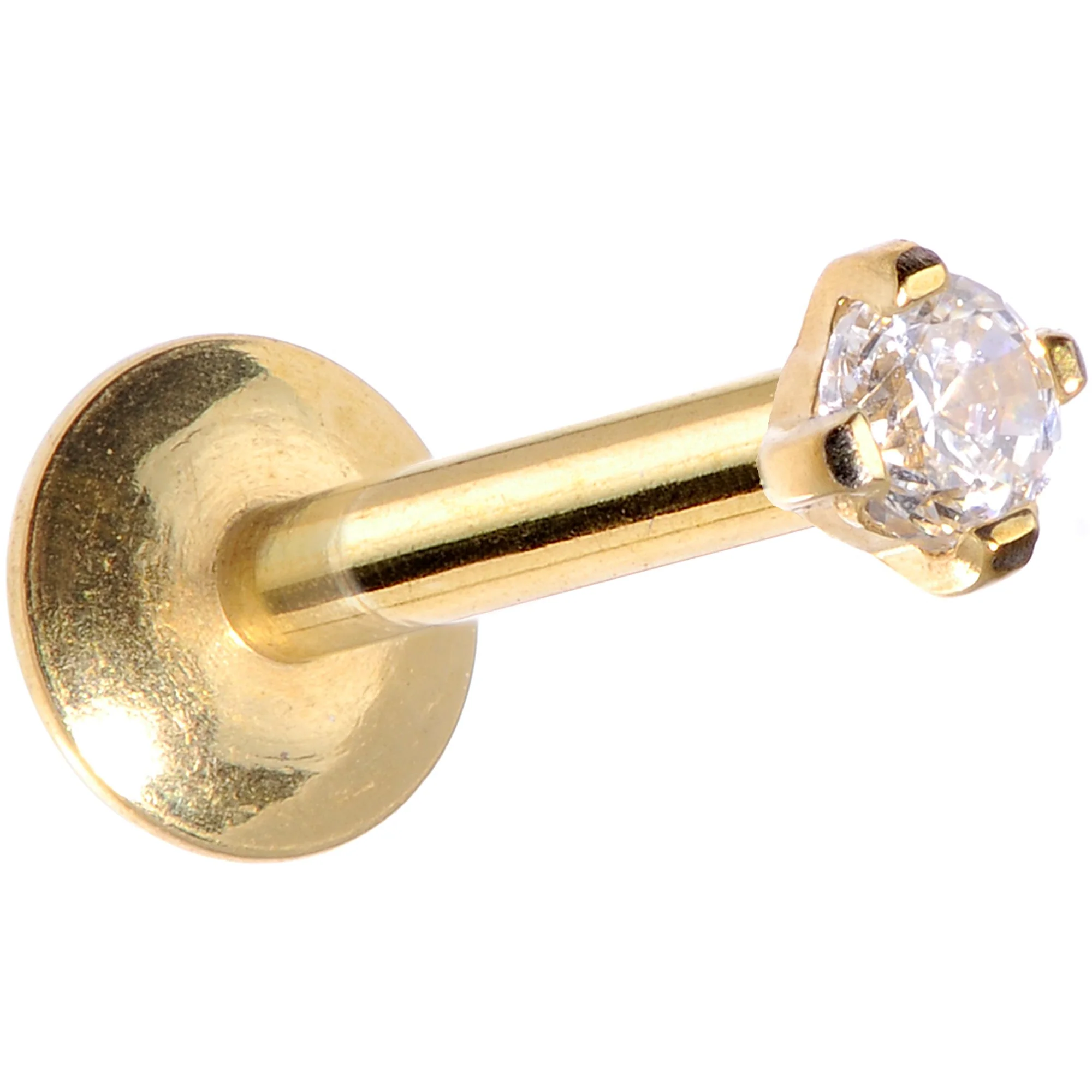 16G 5/16 Gold Titanium Internally Threaded Gem Labret Monroe
