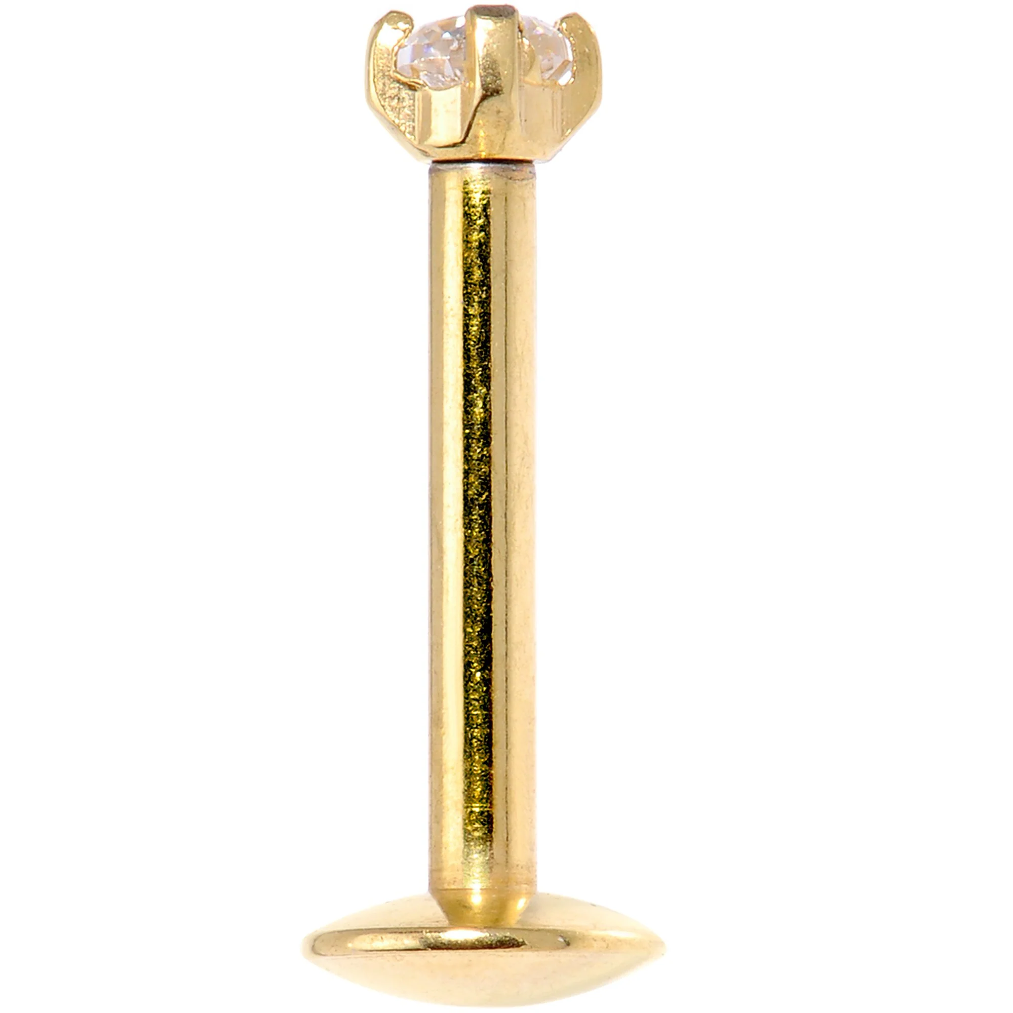 16G 5/16 Gold Titanium Internally Threaded Gem Labret Monroe - Image 2